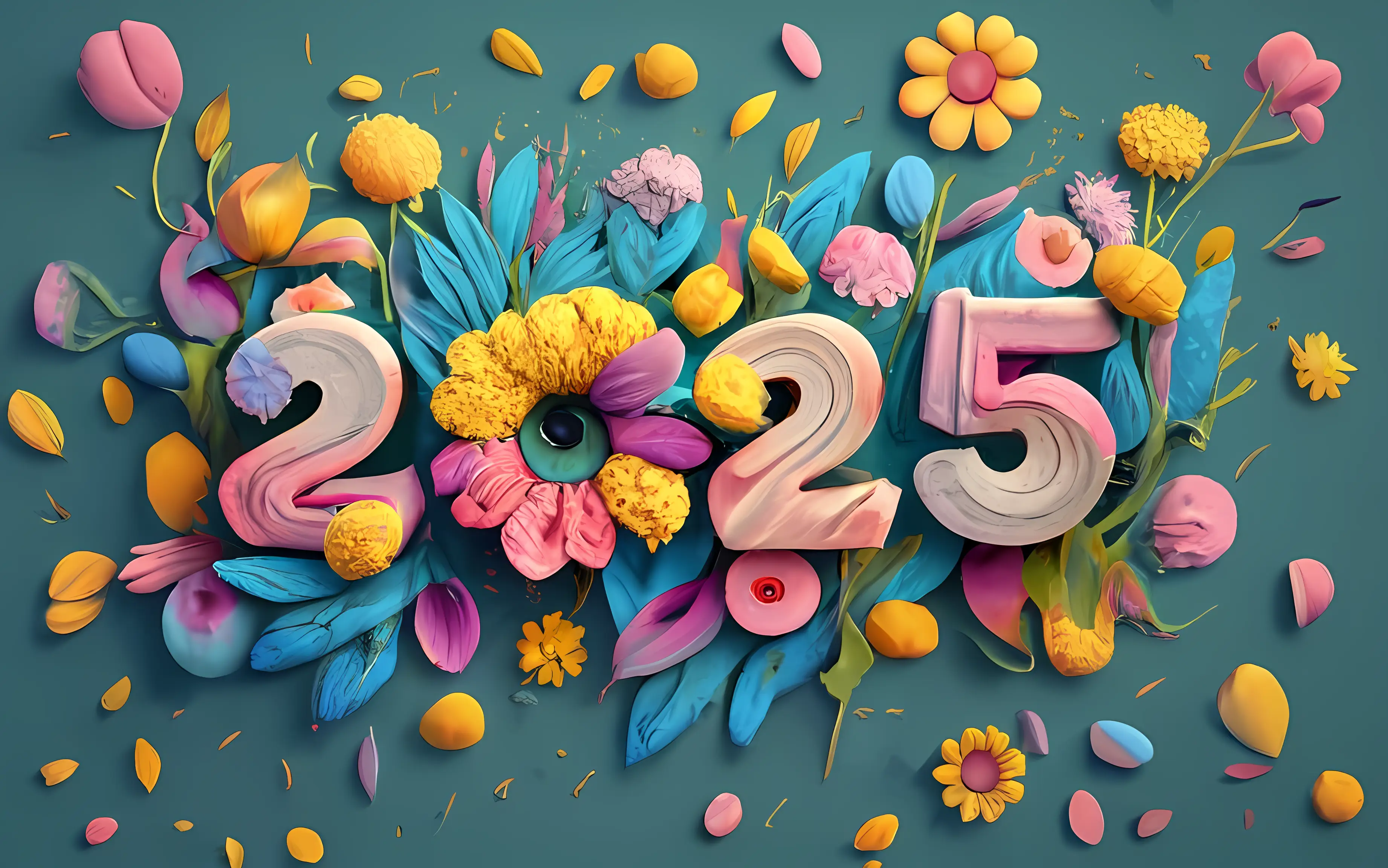 Colorful 2025 with Flowers
