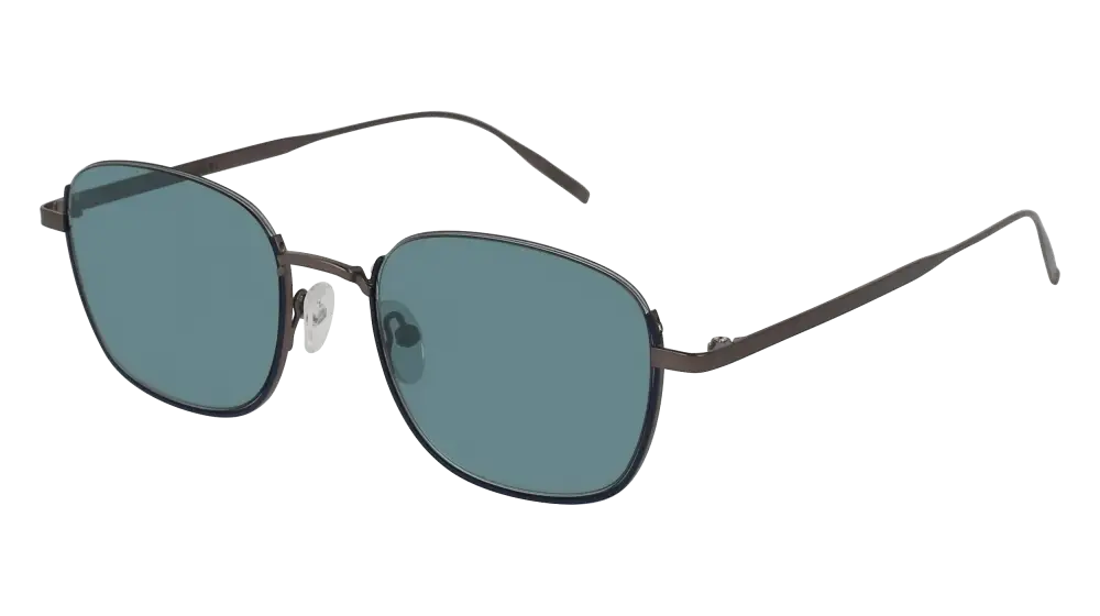 Steel Square Sunglasses with Blue Lenses
