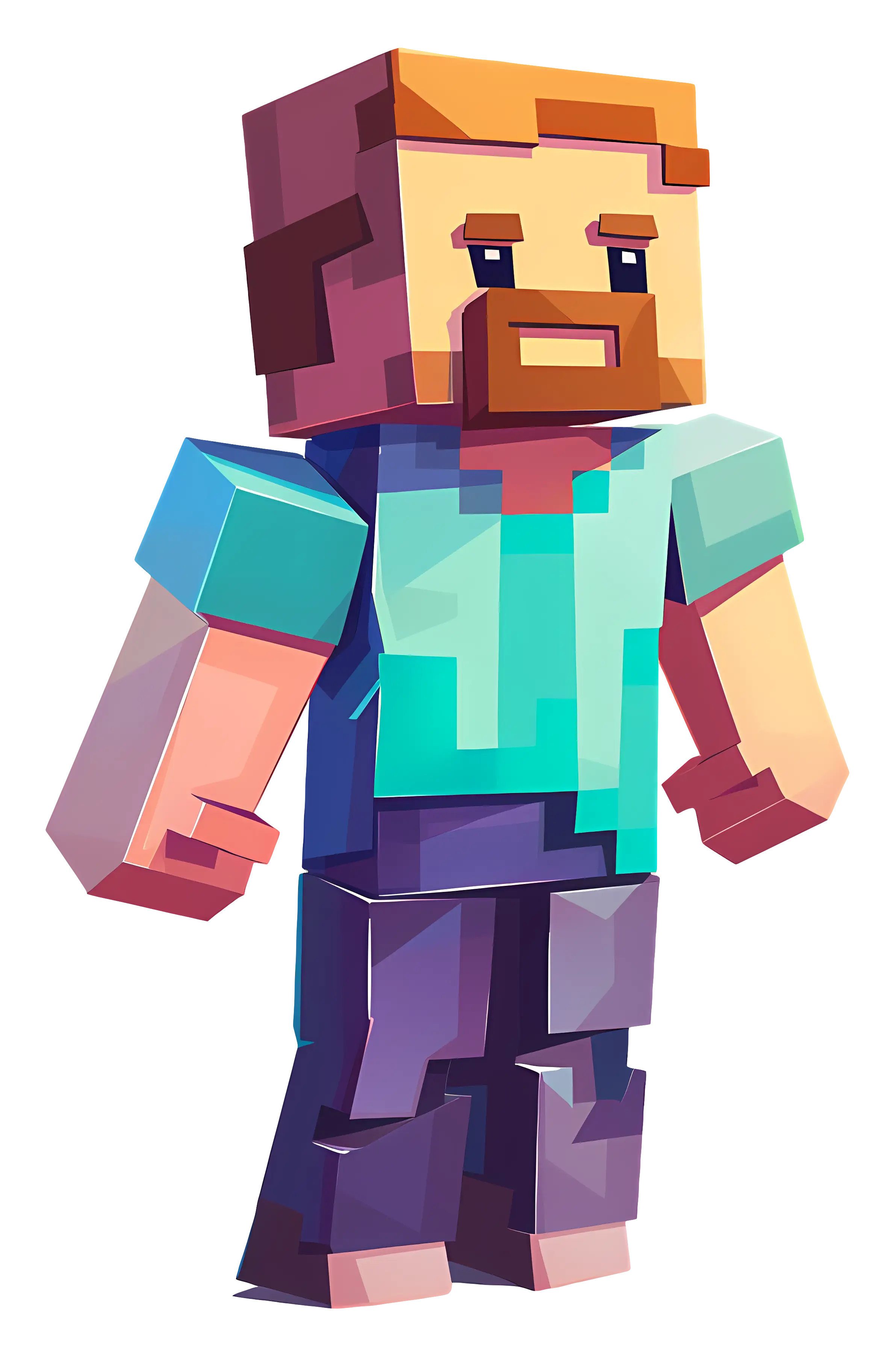 Blocky Minecraft Character Illustration
