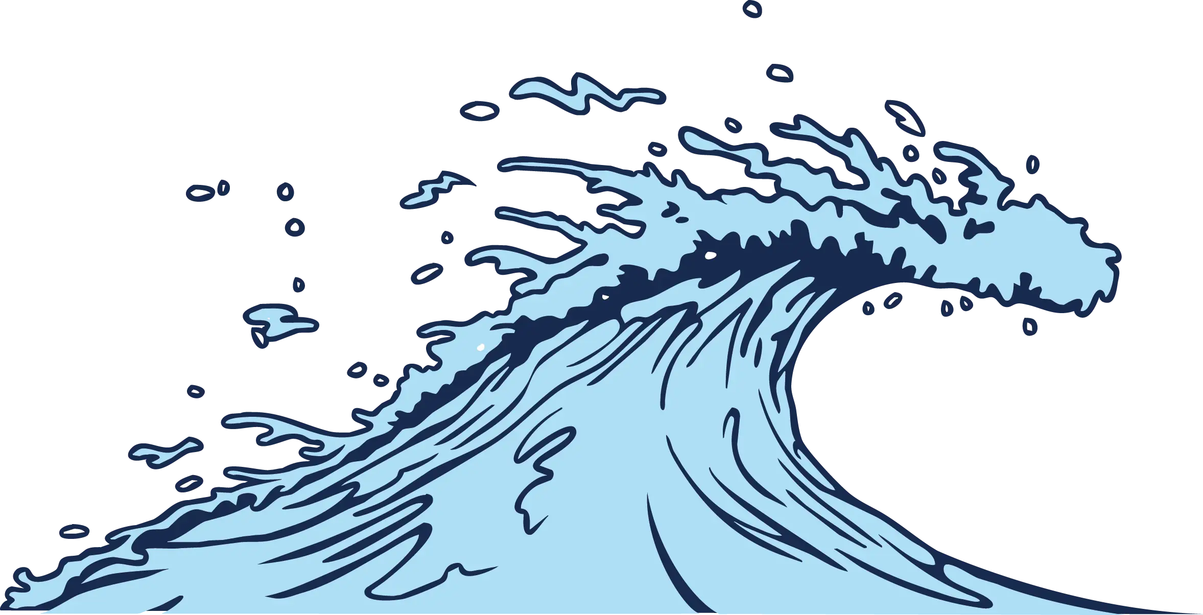 Stylized Wave Drawing in Blue