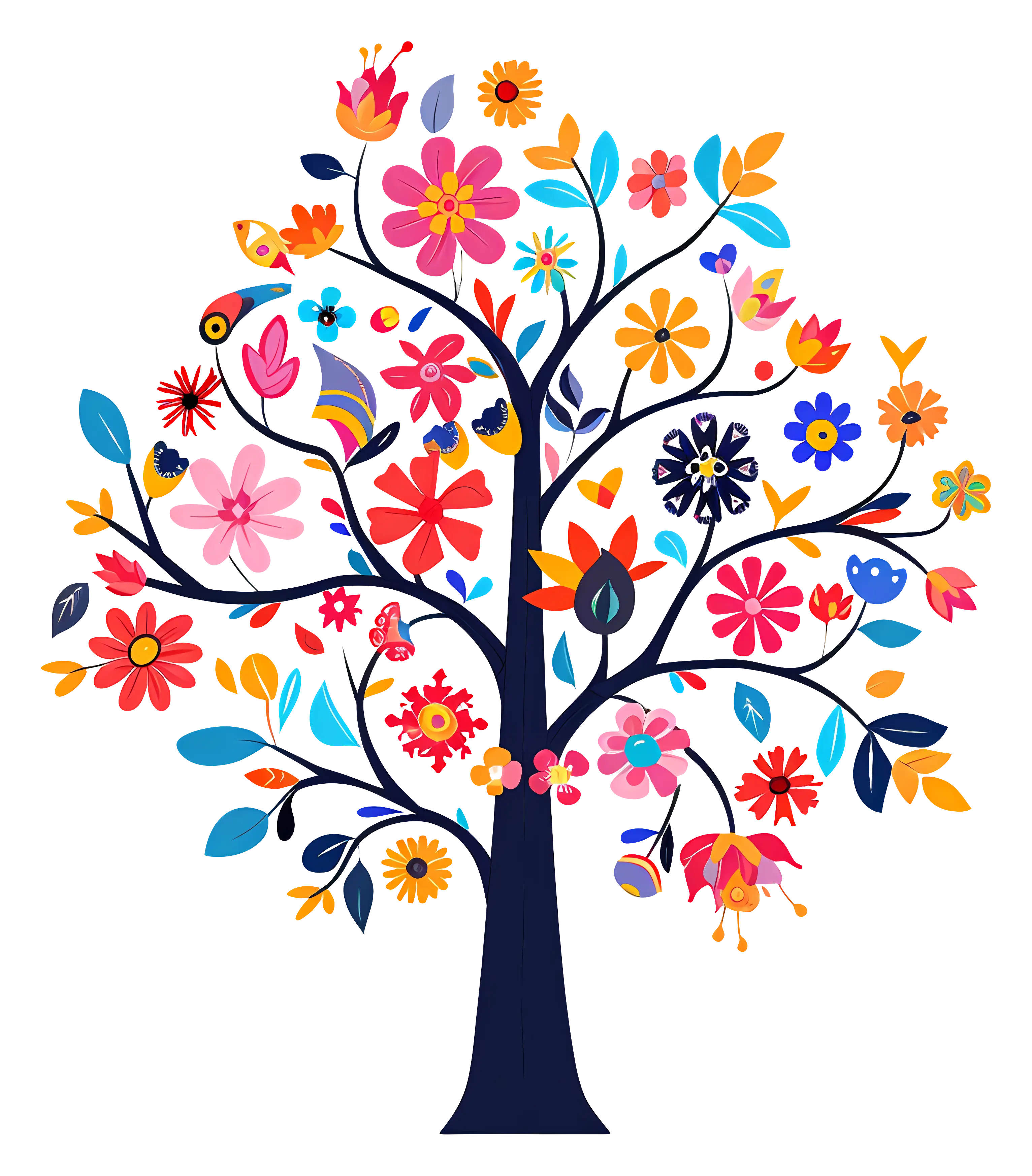 Colorful Decorative Floral Tree Illustration