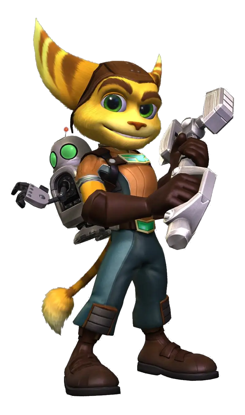Anthropomorphic Cartoon Character with a Robot Companion