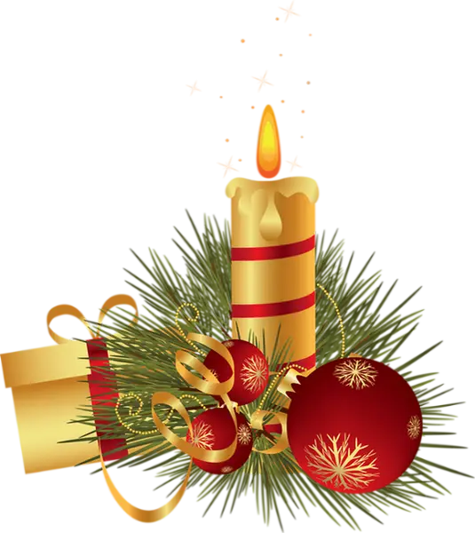 Christmas Candle with Festive Ornaments