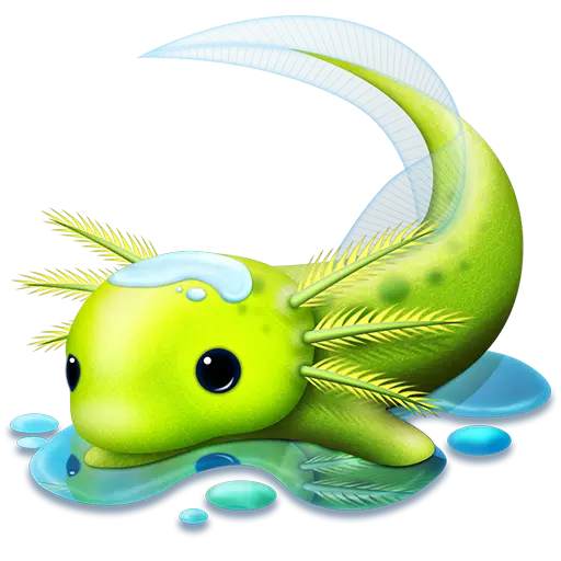Cute Green Axolotl Cartoon Illustration