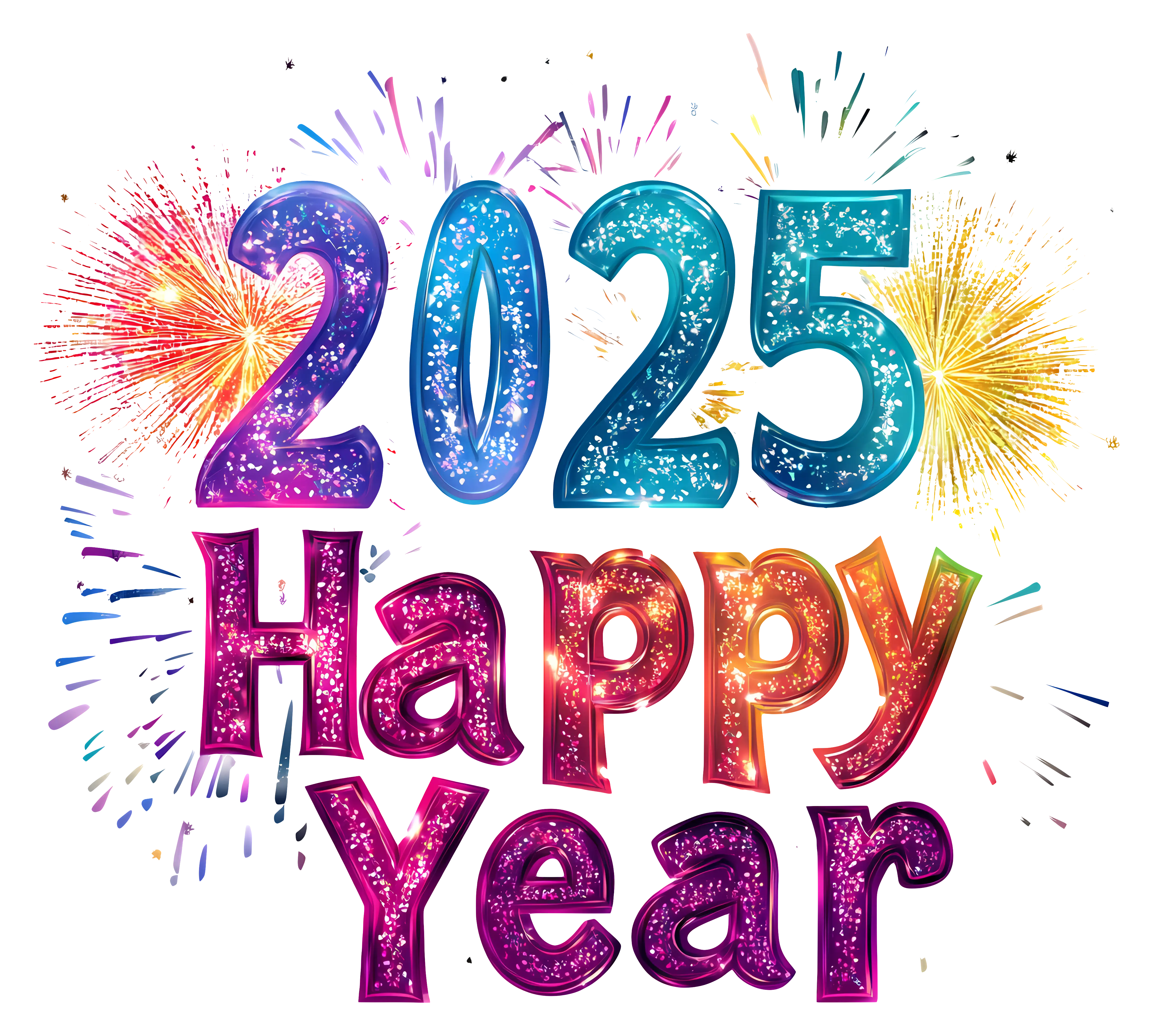 Happy New Year 2025 with Fireworks