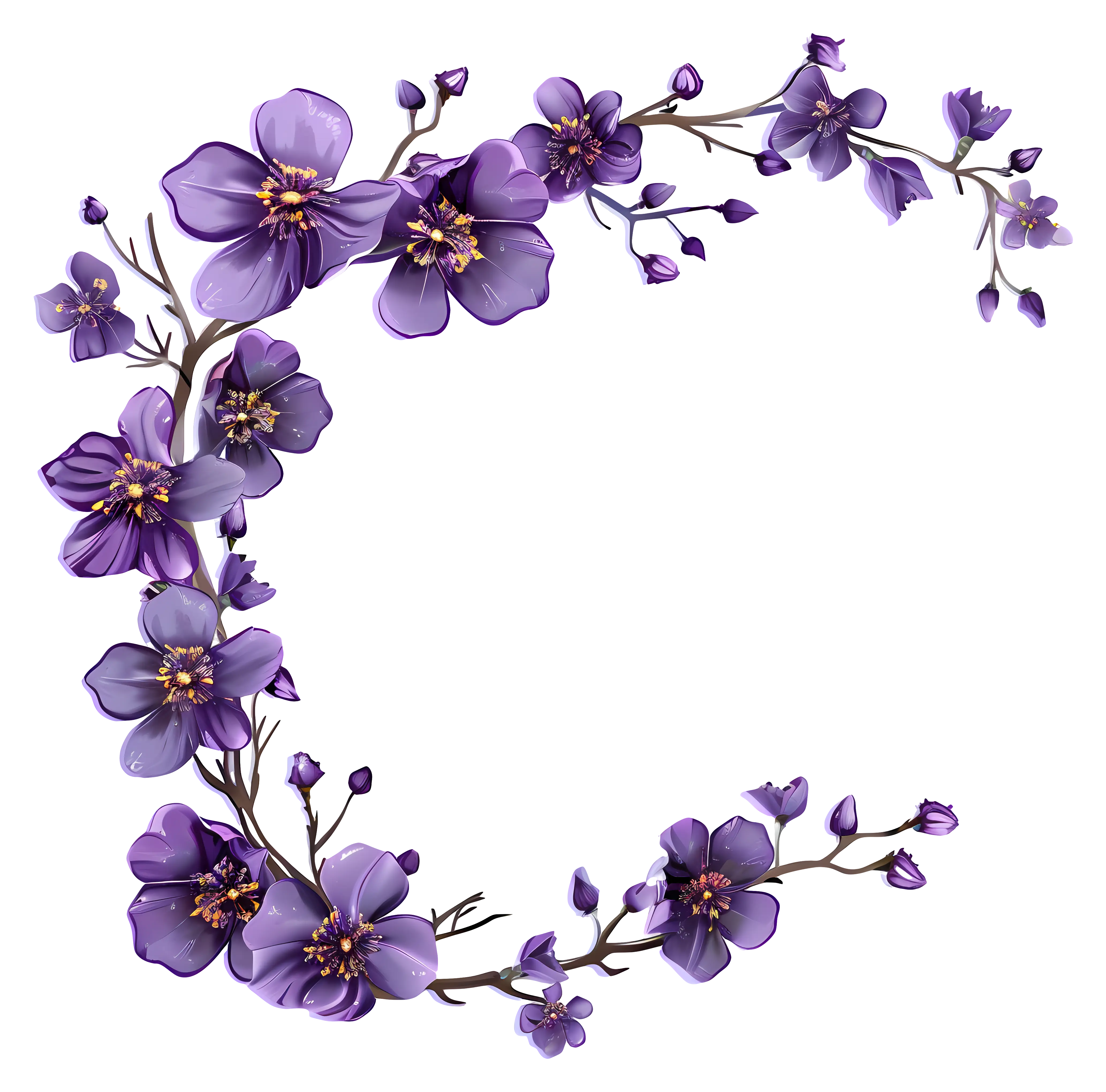 Purple Floral Frame with Elegant Flowers