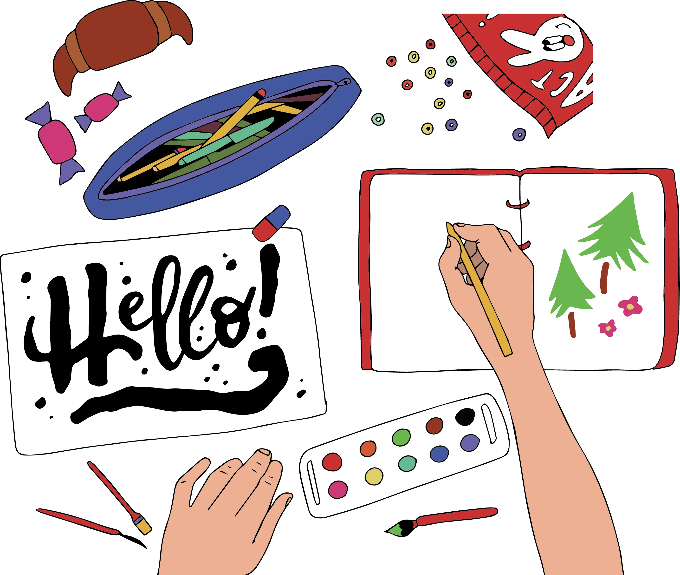 Artistic Drawing Tools and Sketchbook
