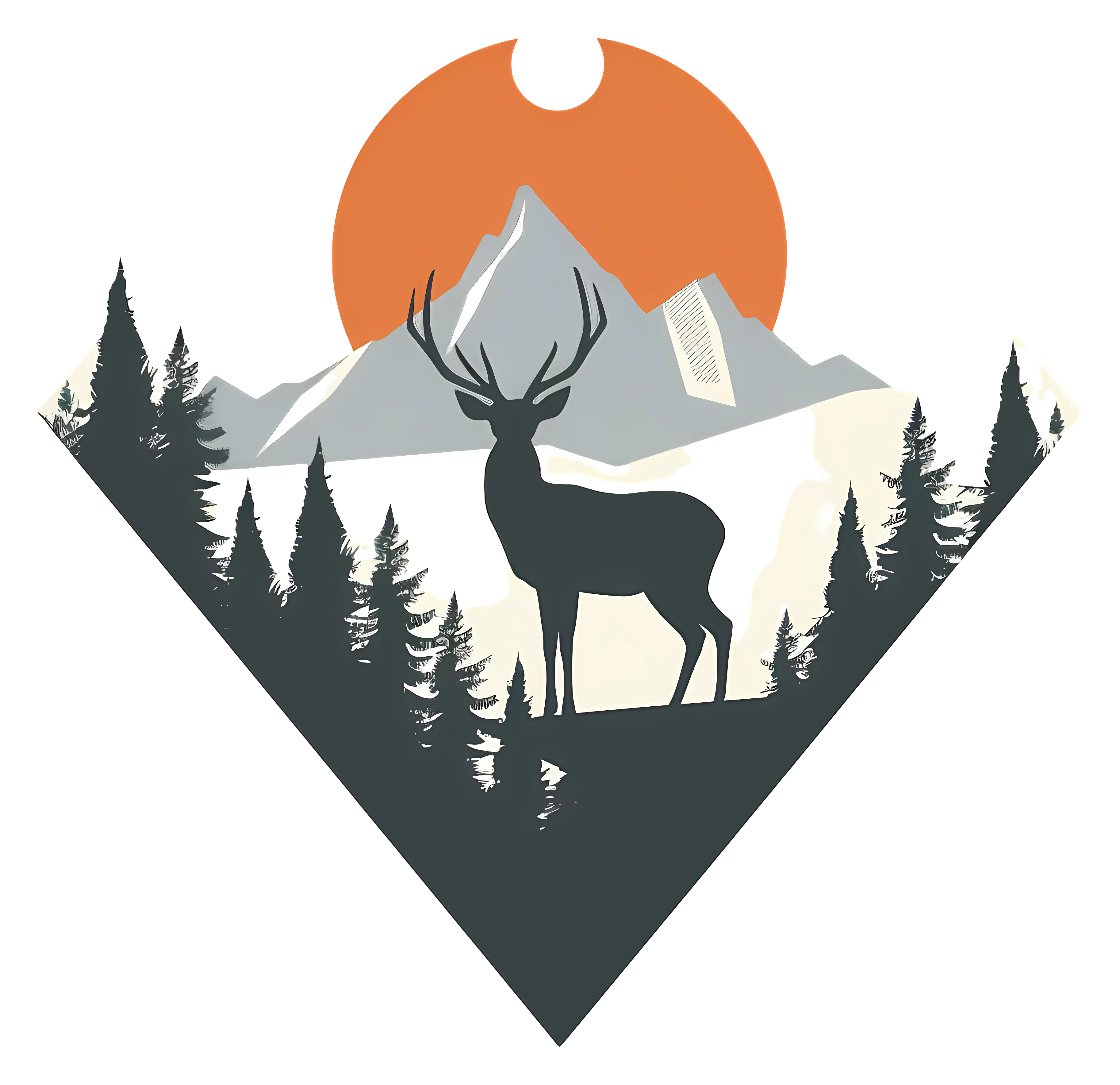 Deer and Mountain Silhouette Illustration