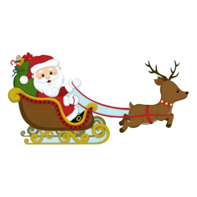 Santa Claus on Sleigh with Reindeer Christmas Illustration