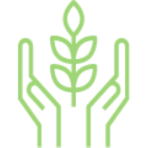 Green Icon of Hands Holding Plant