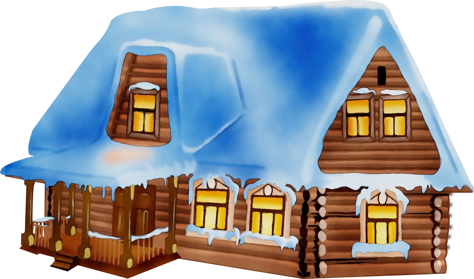 Snow-Covered Wooden Cabin for Winter Holidays