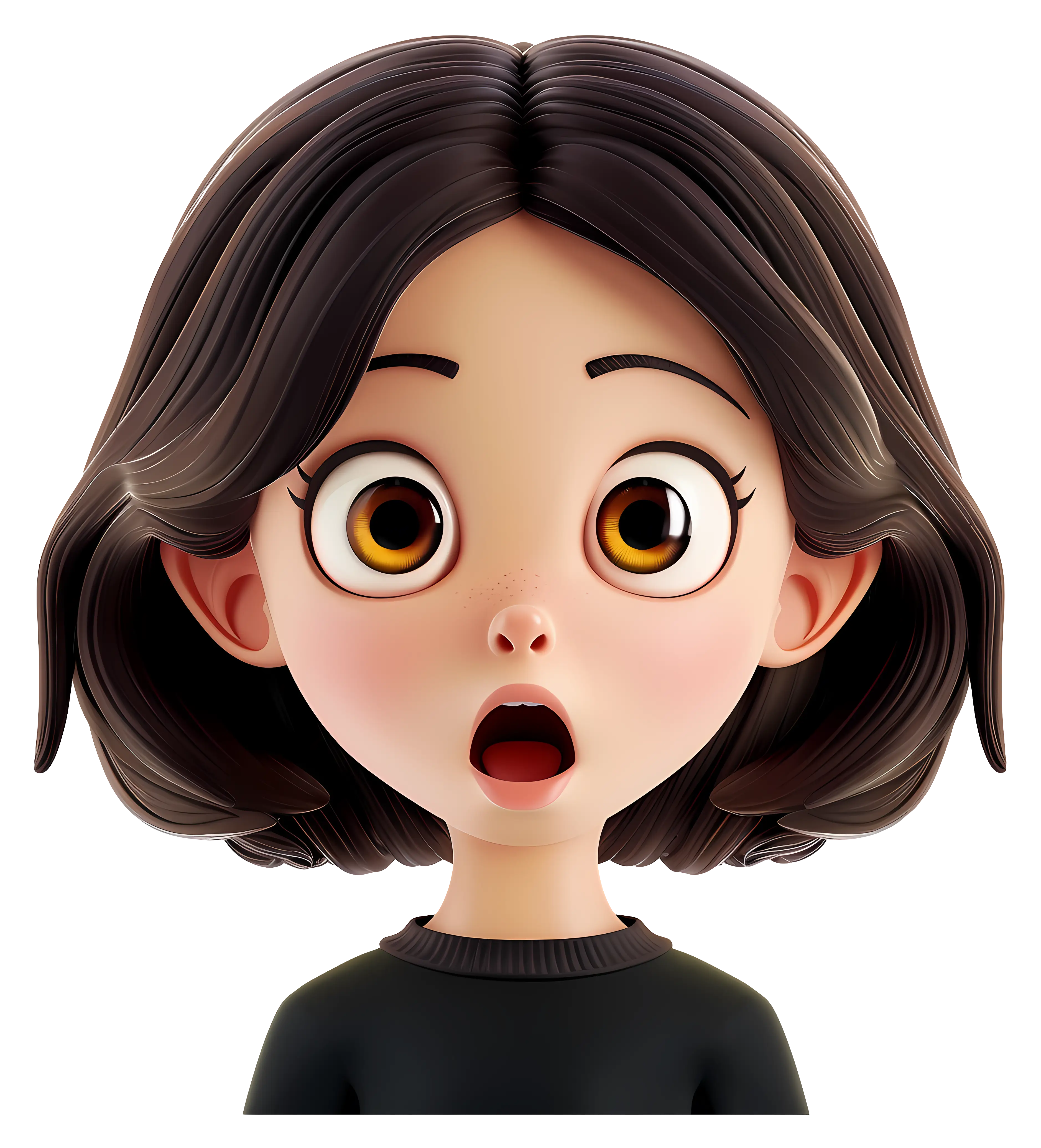 Surprised Cartoon Girl with Big Eyes