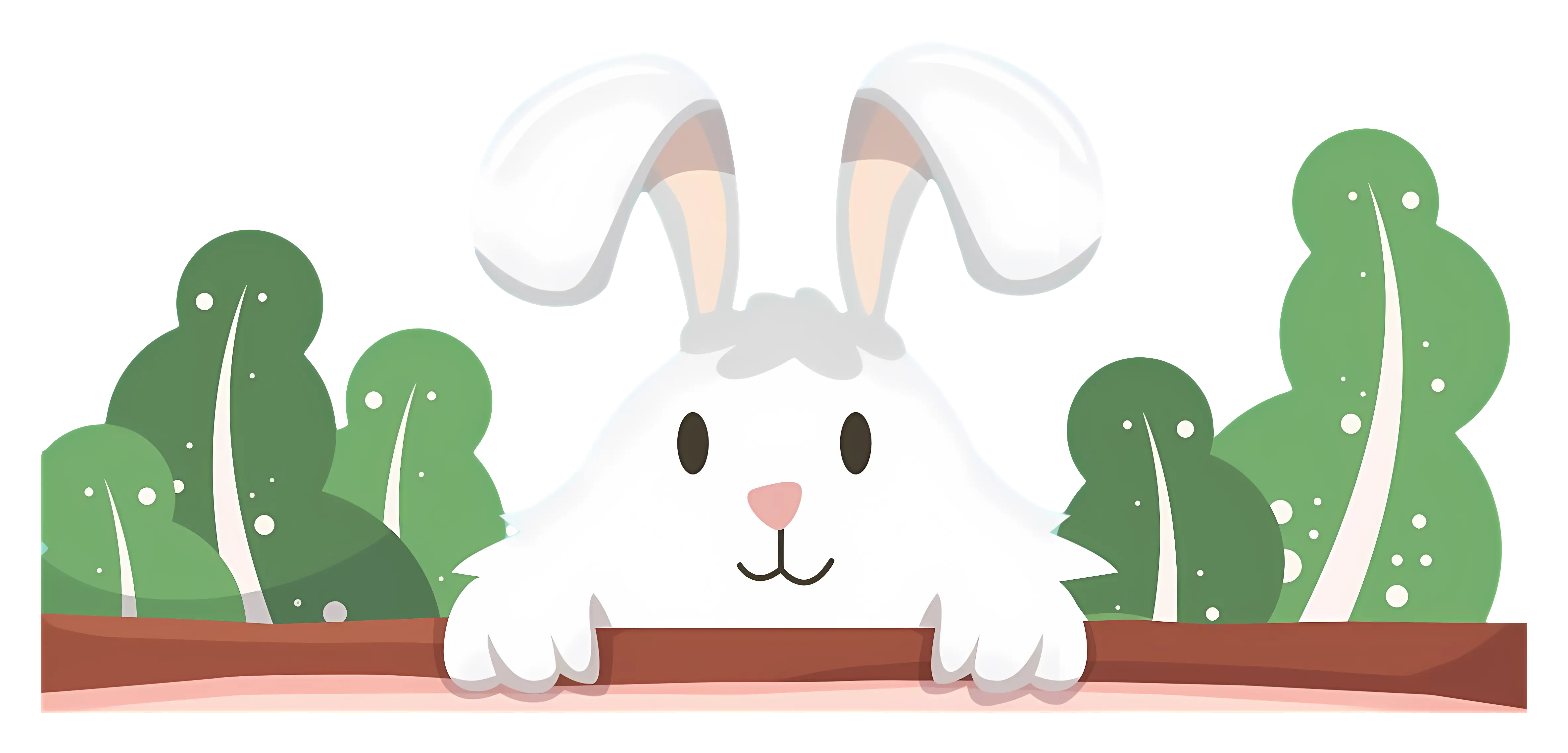 Cute White Bunny in Garden