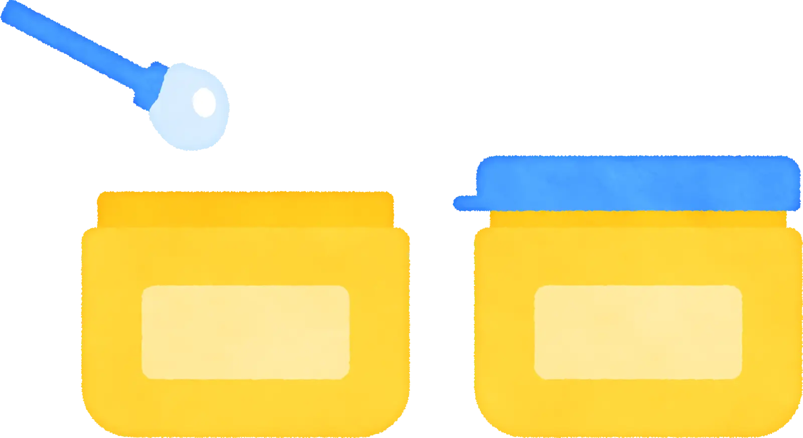 Yellow Jars with Blue Lids