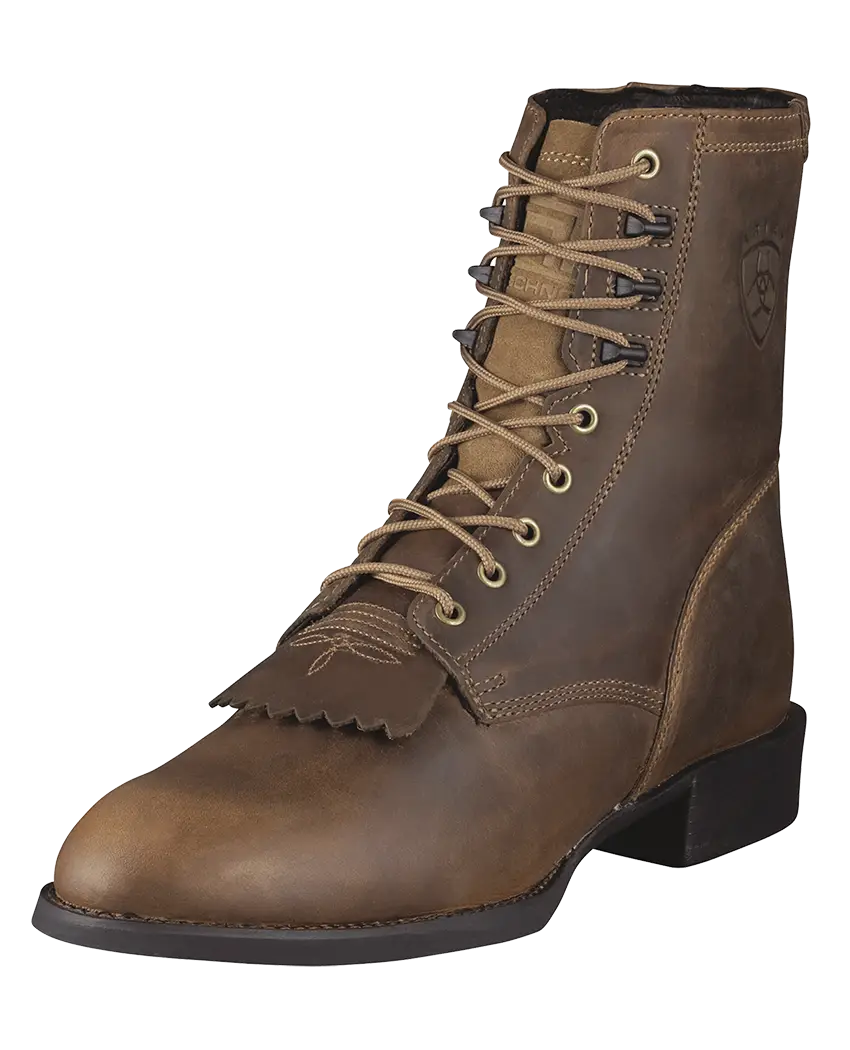 Sturdy Brown Leather Lace-Up Boot
