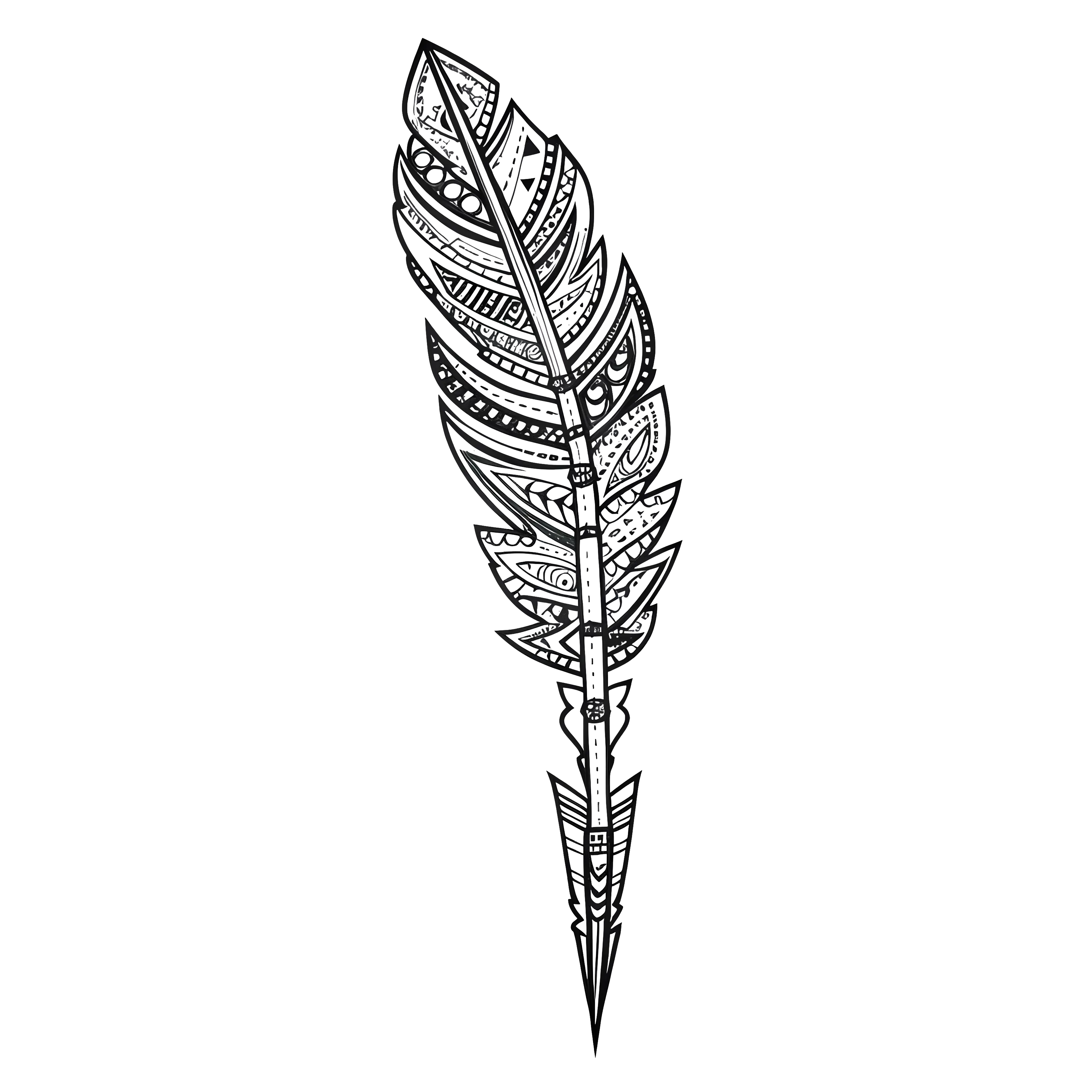 Detailed Decorative Feather Drawing