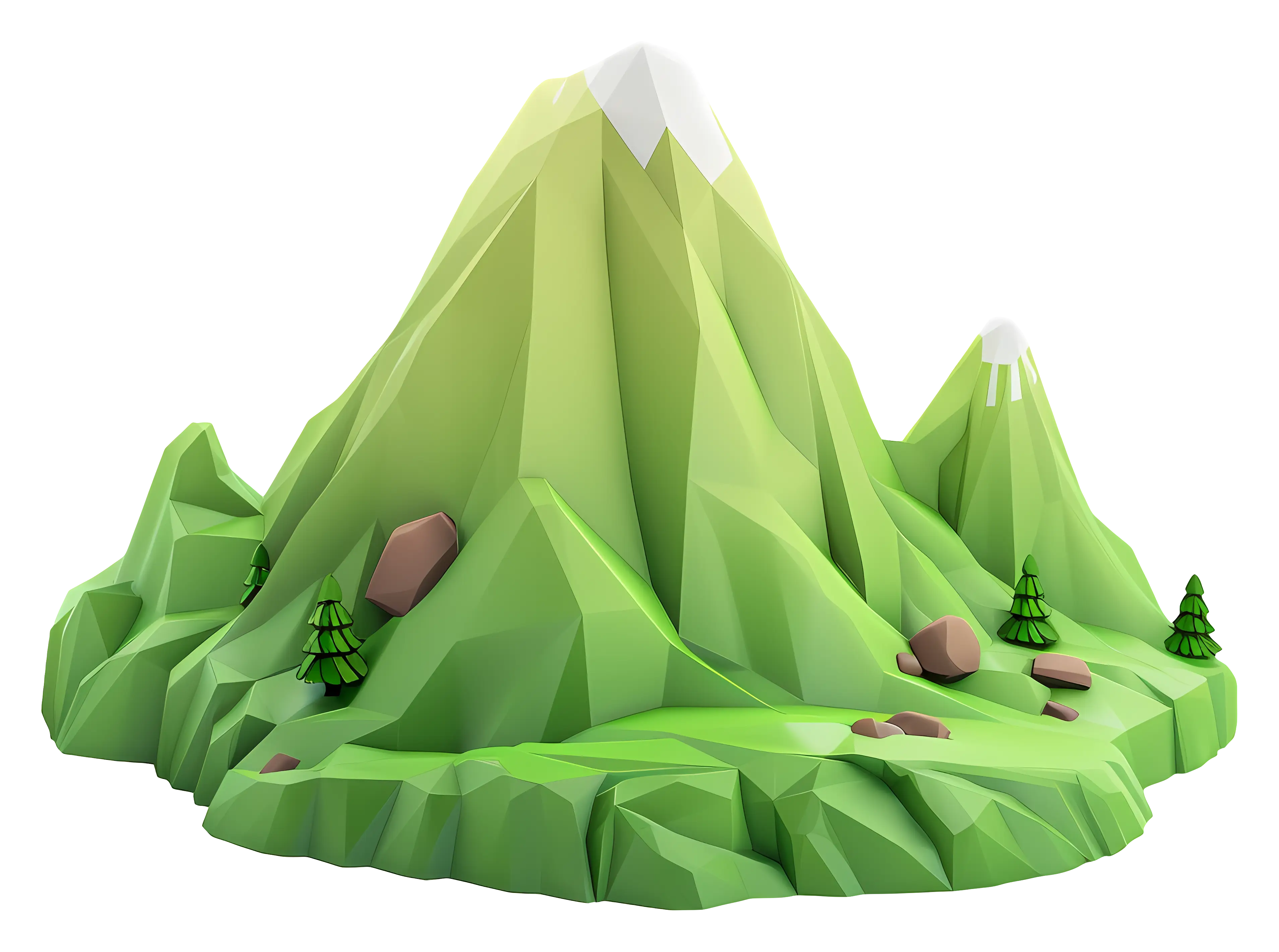 Low-Poly Green Mountain Illustration