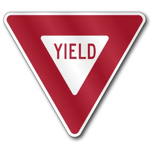 Red and White Yield Traffic Sign