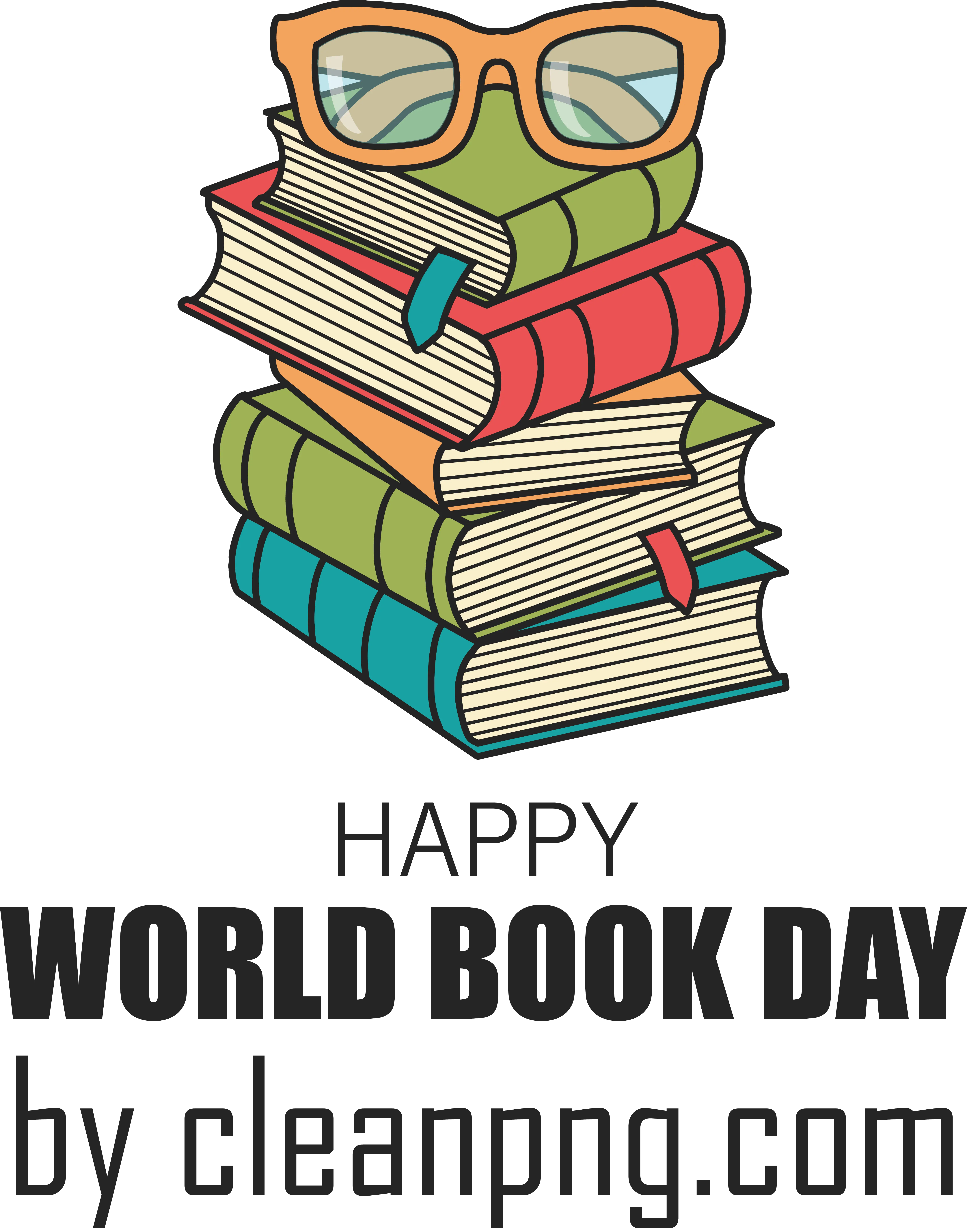 Stack of Books with Glasses for World Book Day