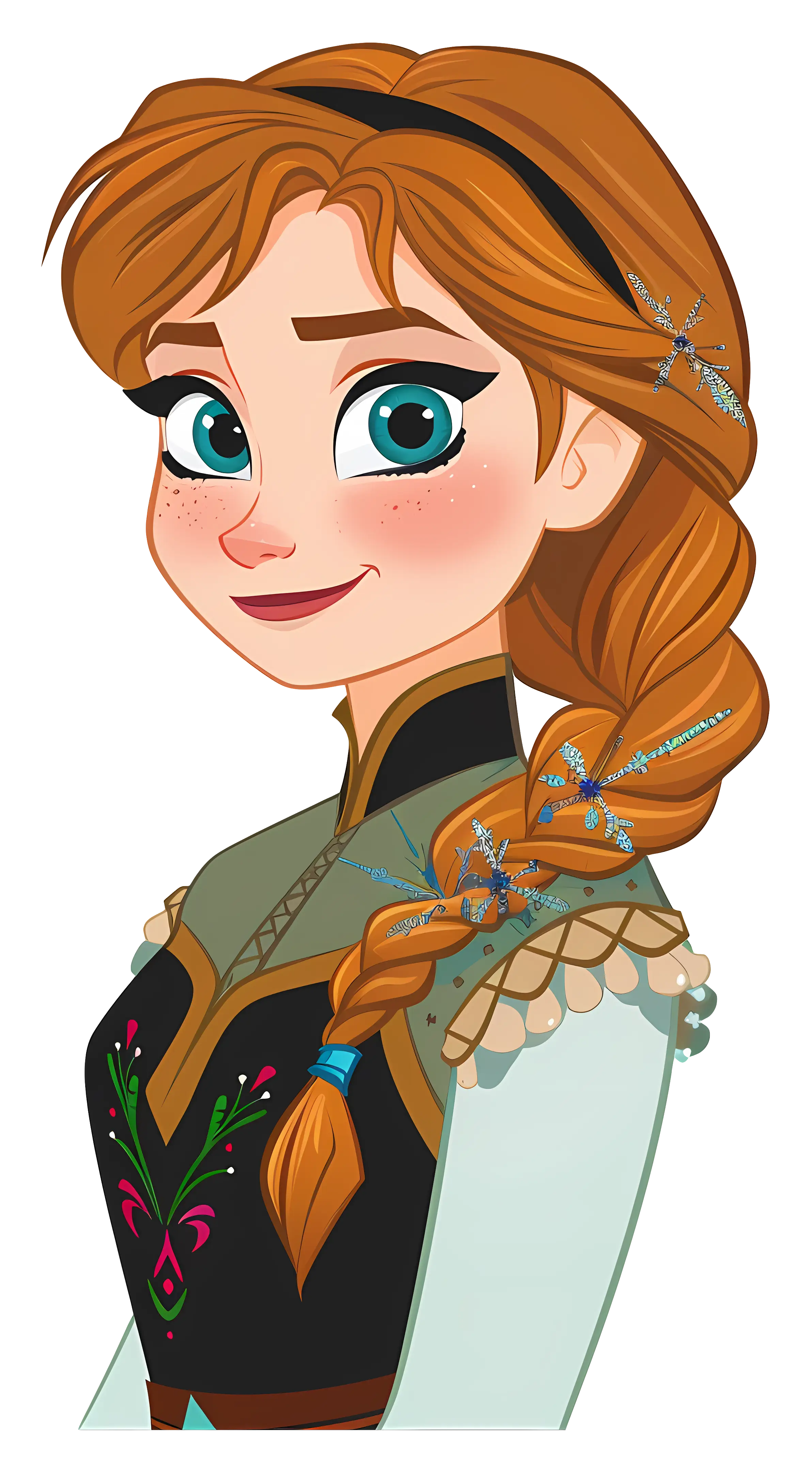 Portrait of a Cartoon Girl with Braided Hair