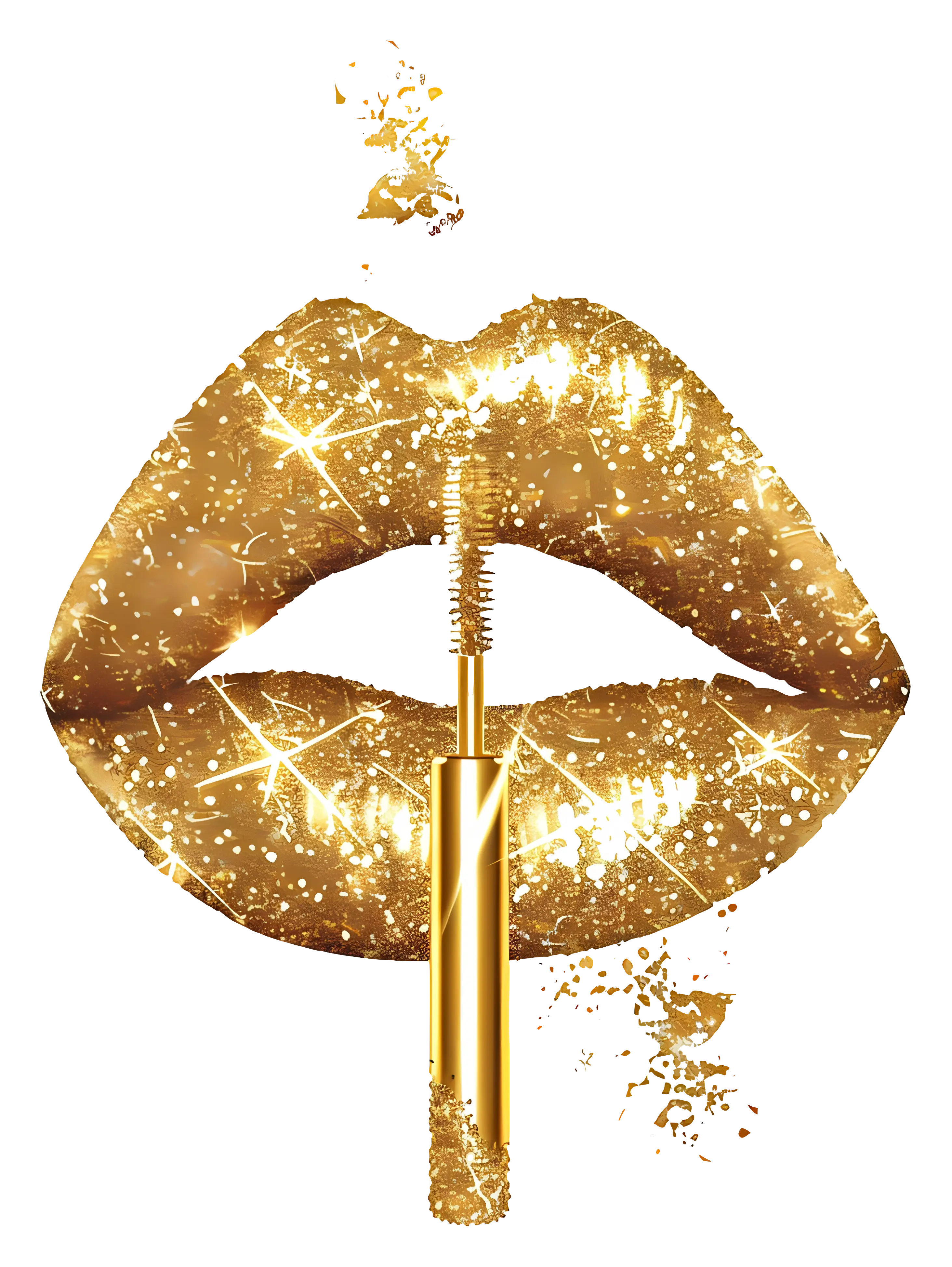 Gold Glitter Lips with Mascara