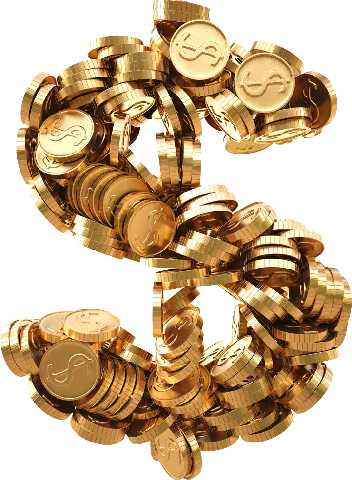Dollar Sign Made of Gold Coins