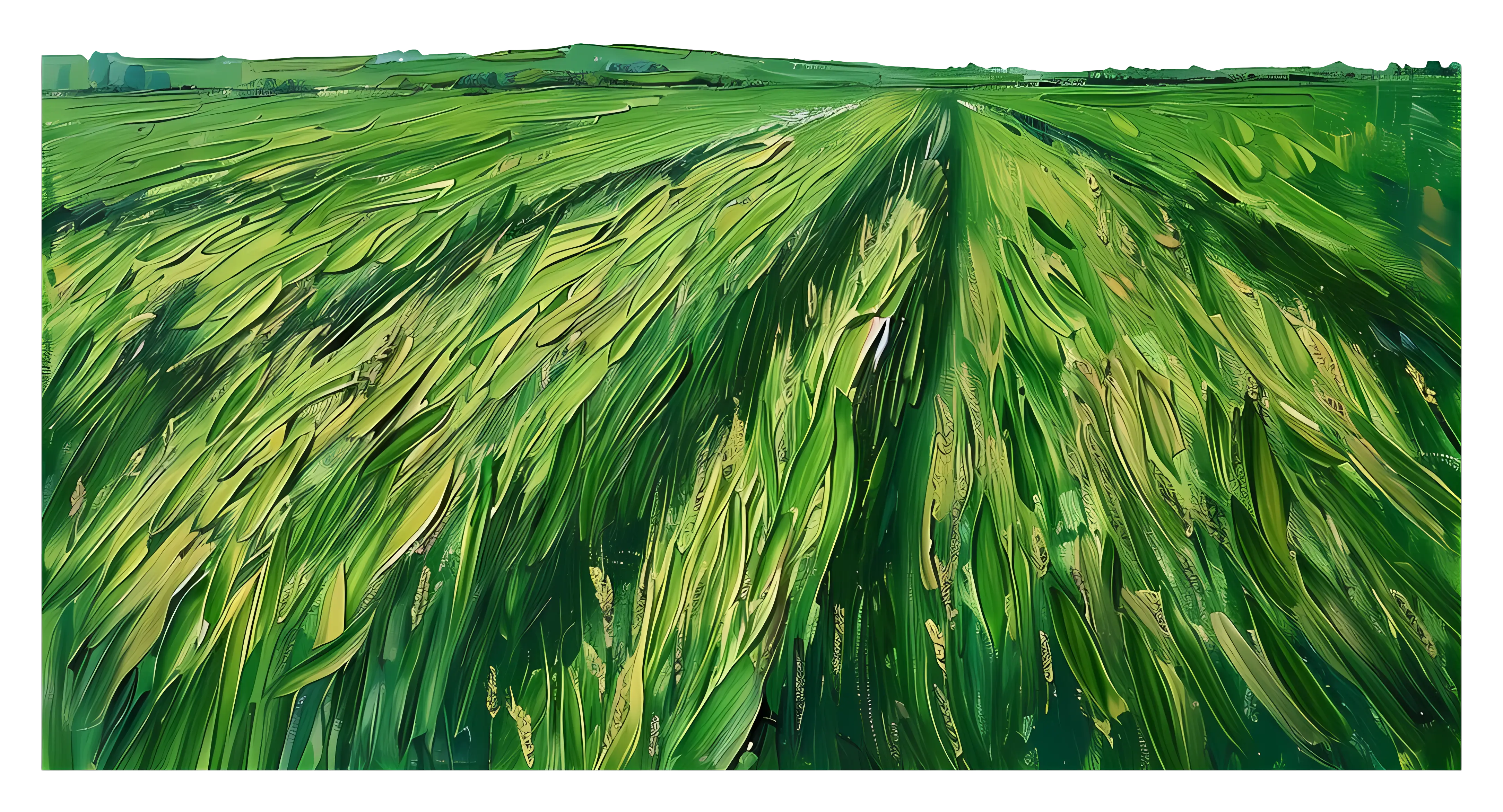 Green Grassland Landscape Painting