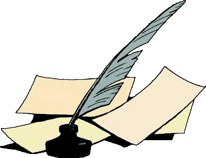 Cartoon Feather and Ink Bottle