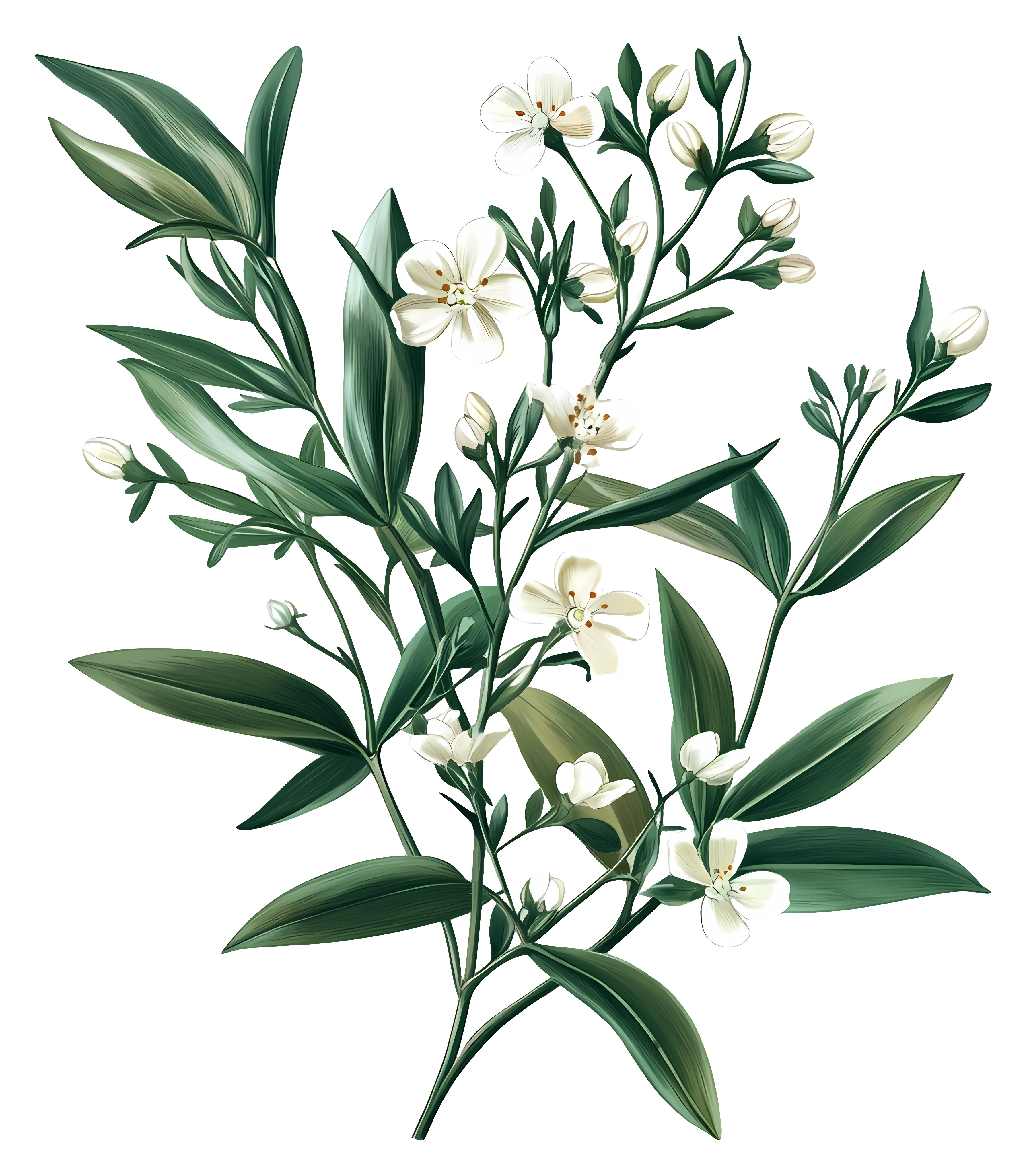 Green Plant with White Flowers
