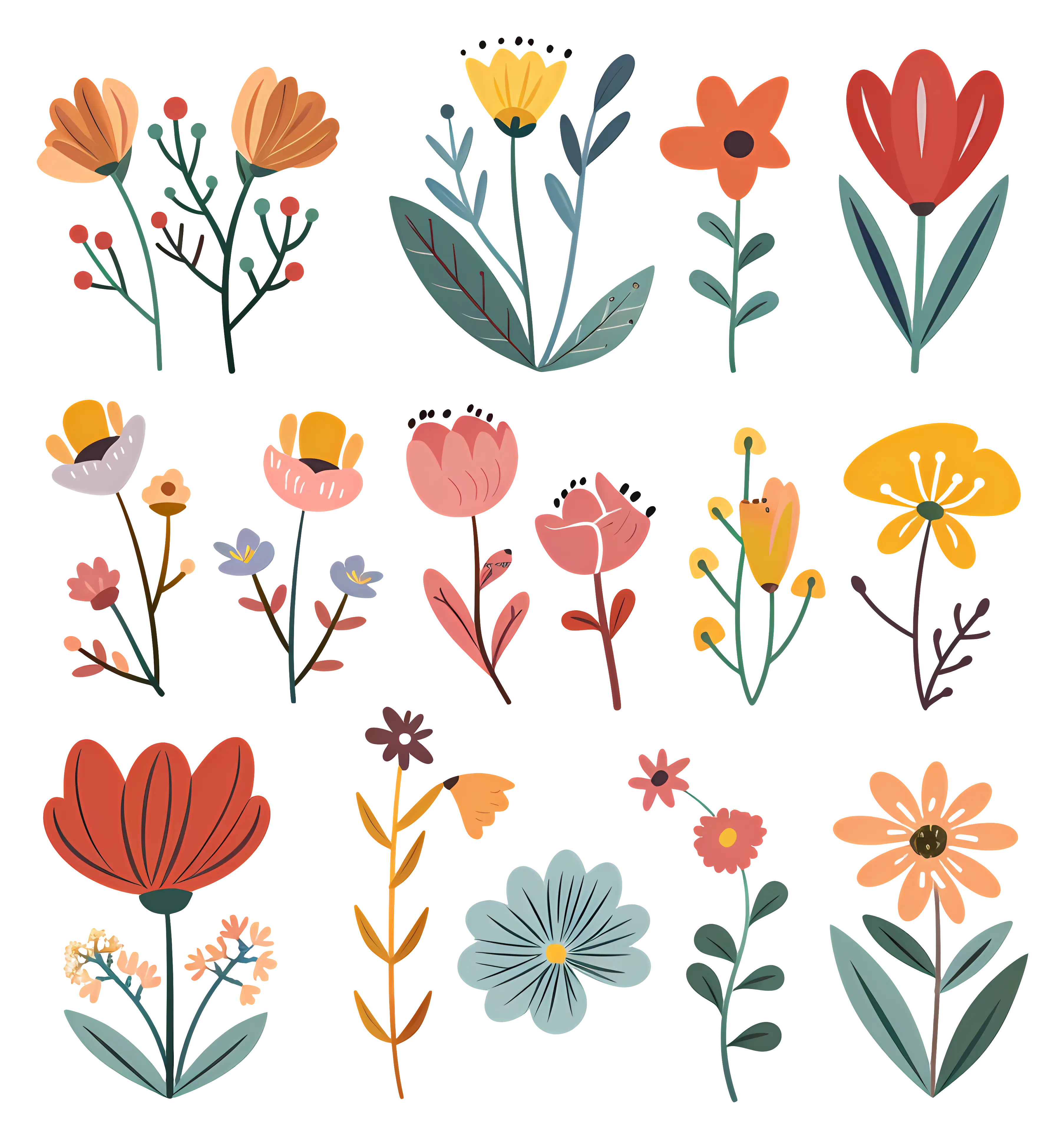 Colorful Abstract Floral Illustrations
