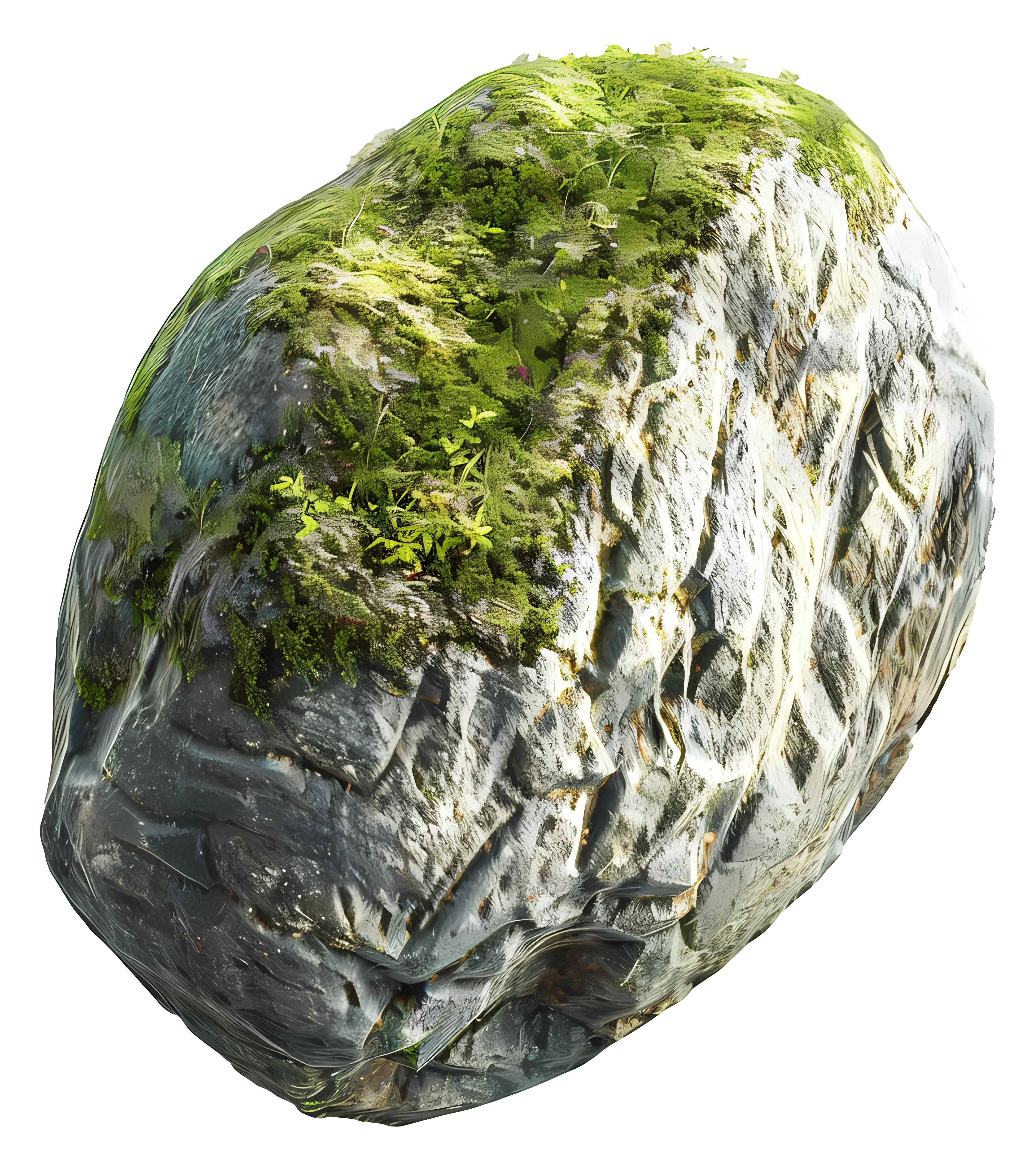 Mossy Stone with Natural Green Growth