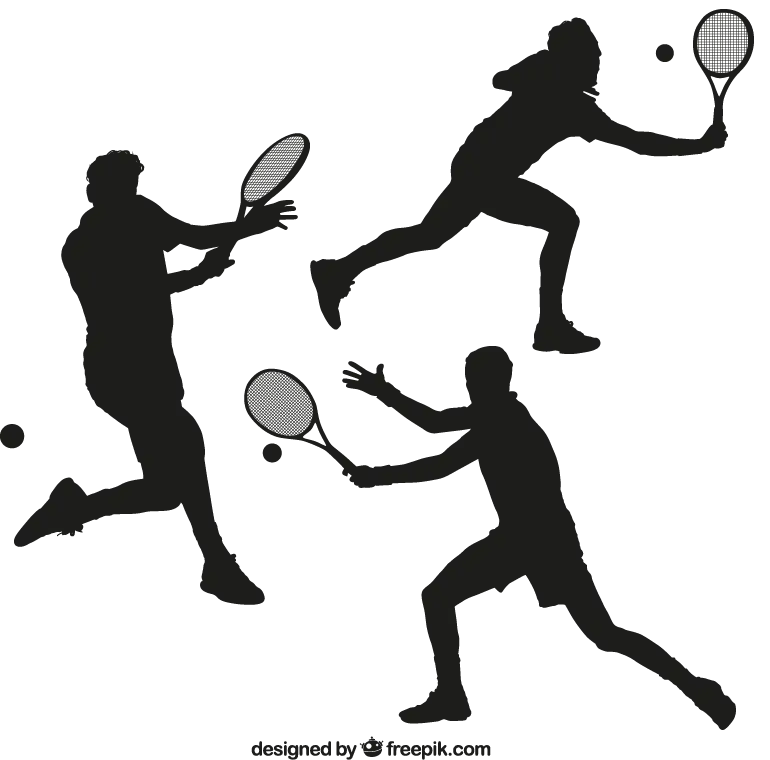 Silhouettes of Tennis Players in Action