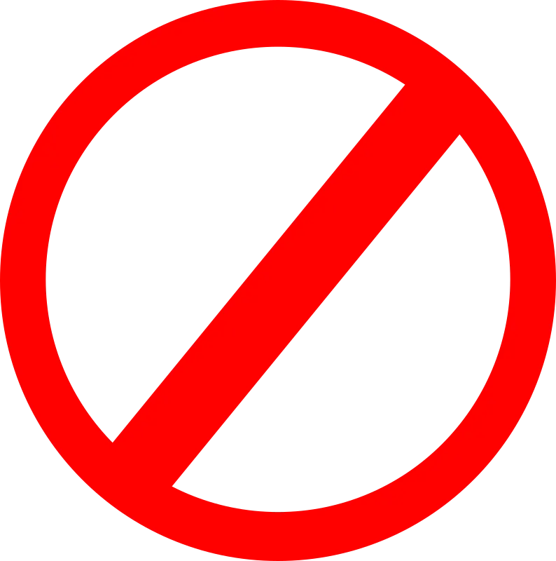 Red Prohibition Symbol on Transparent Background