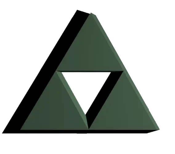 Green Triangular Object with Inner Cutout