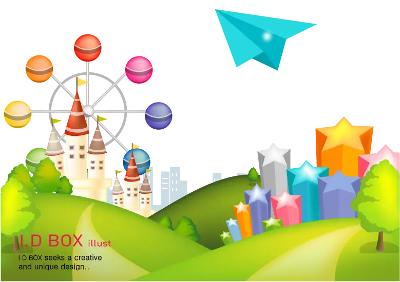 Fantasy Landscape with Castle and Paper Plane