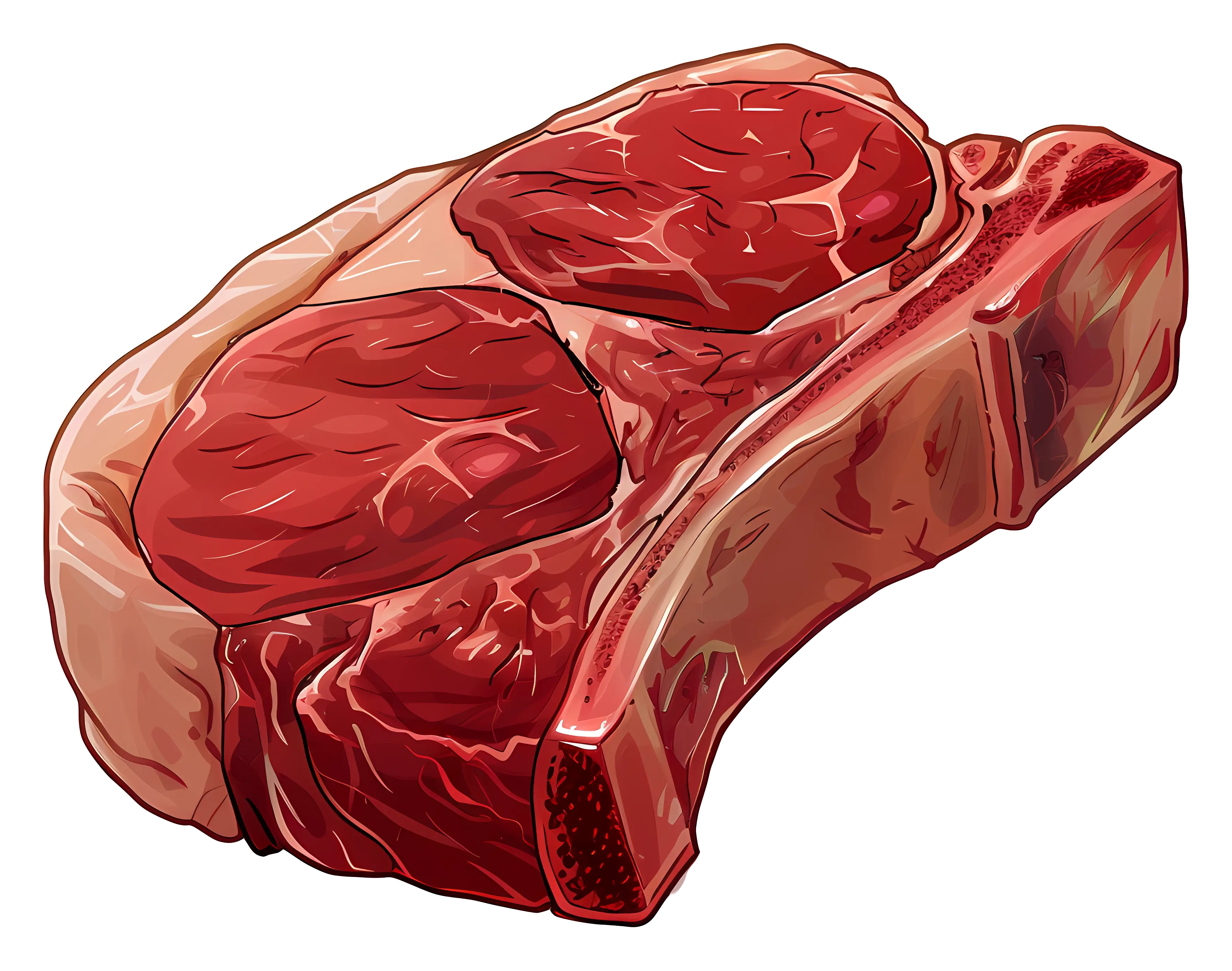 Raw Meat Steak Illustration for Culinary Design
