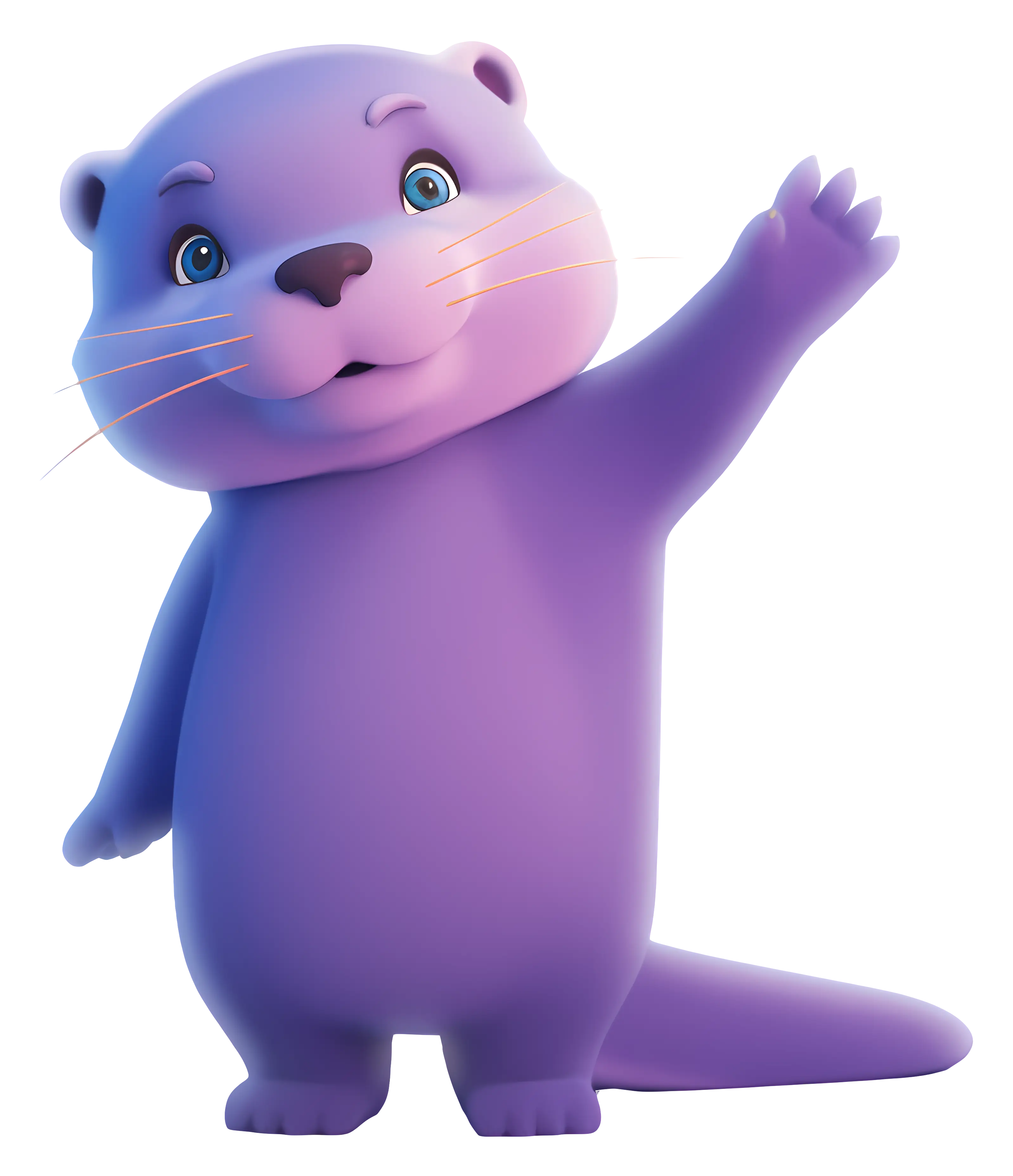 Purple Cartoon Otter Waving