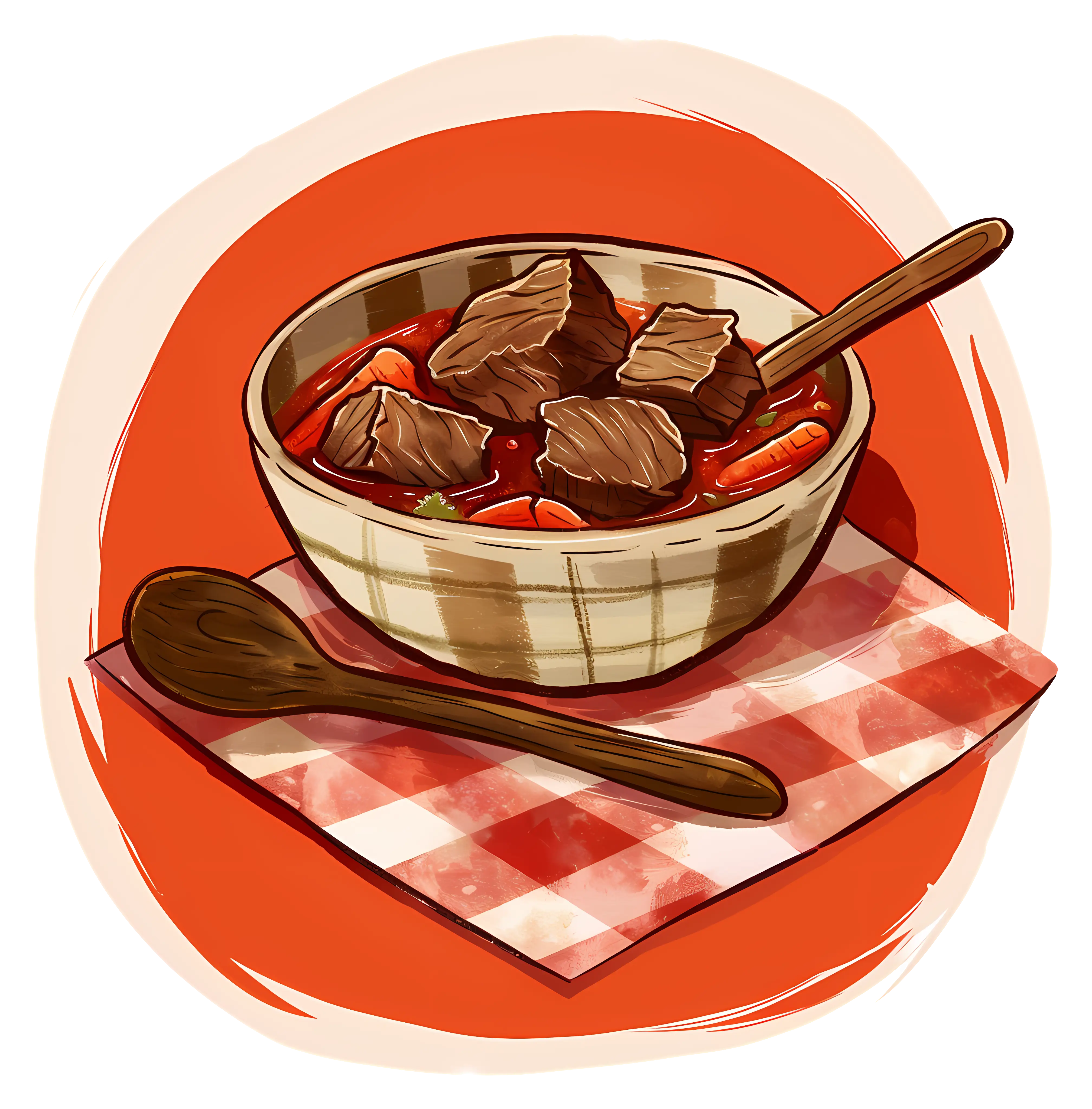 Warm Beef Stew on Checkered Napkin