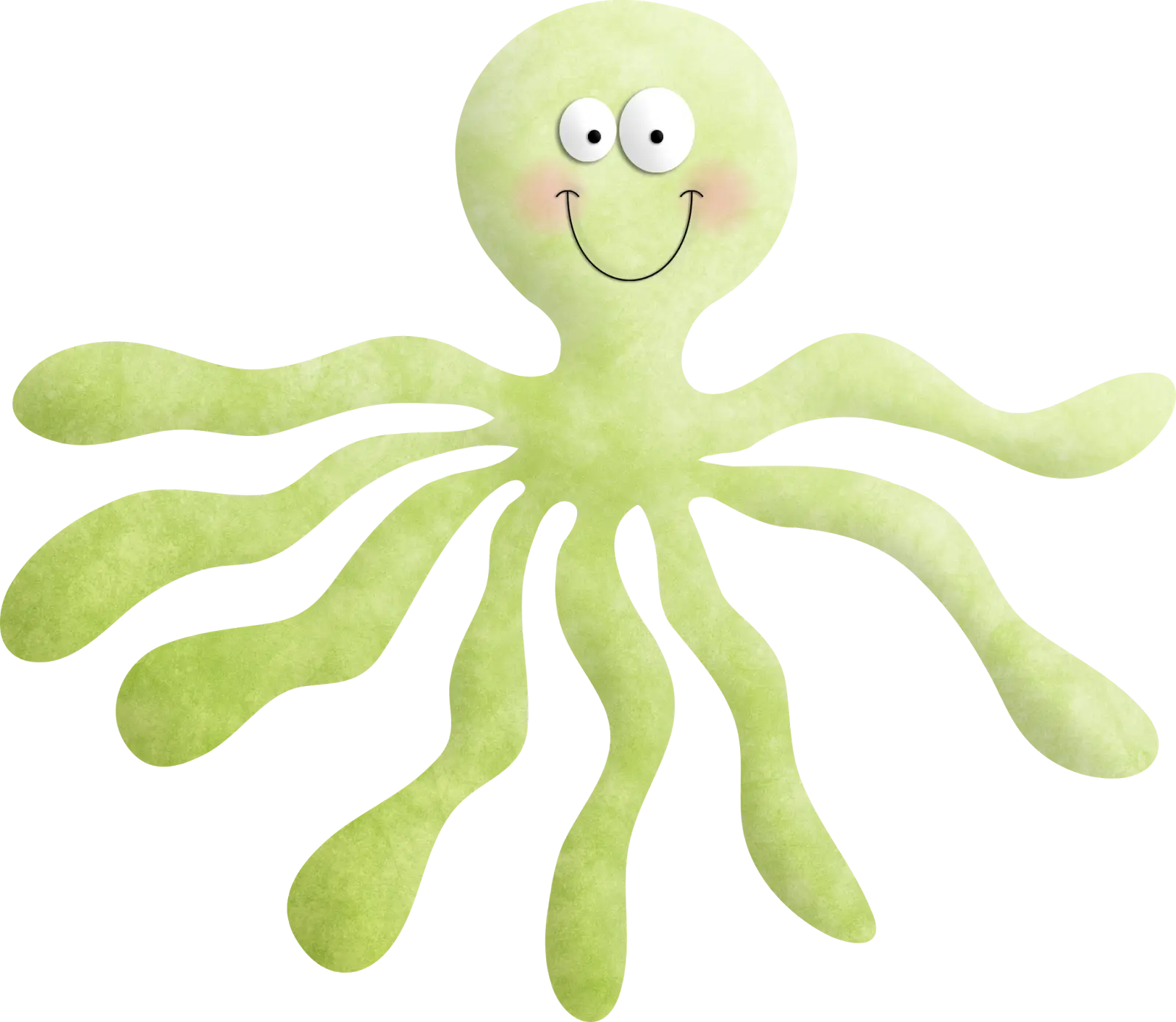 Smiling Green Octopus Cartoon