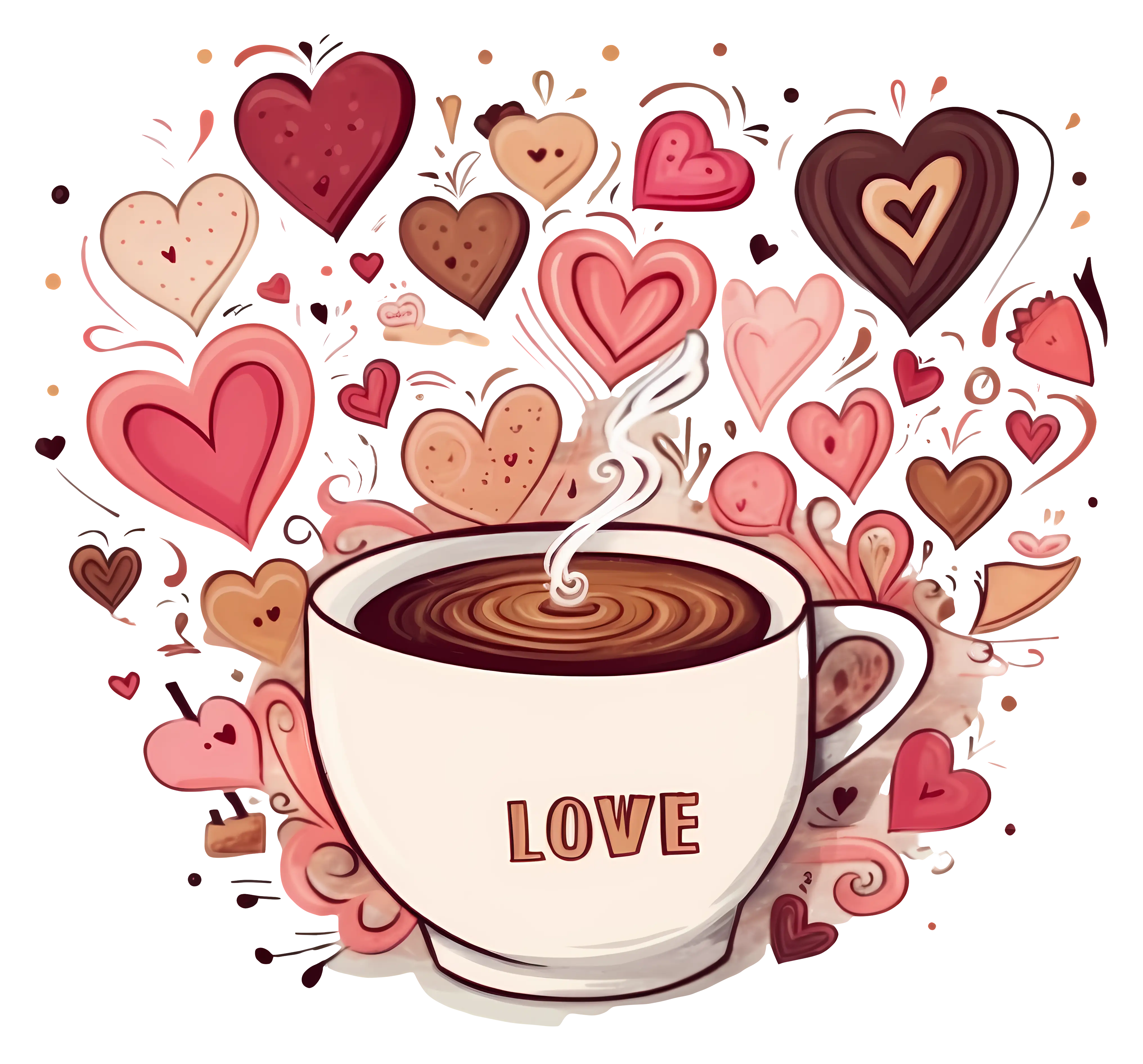 Coffee Cup with Hearts