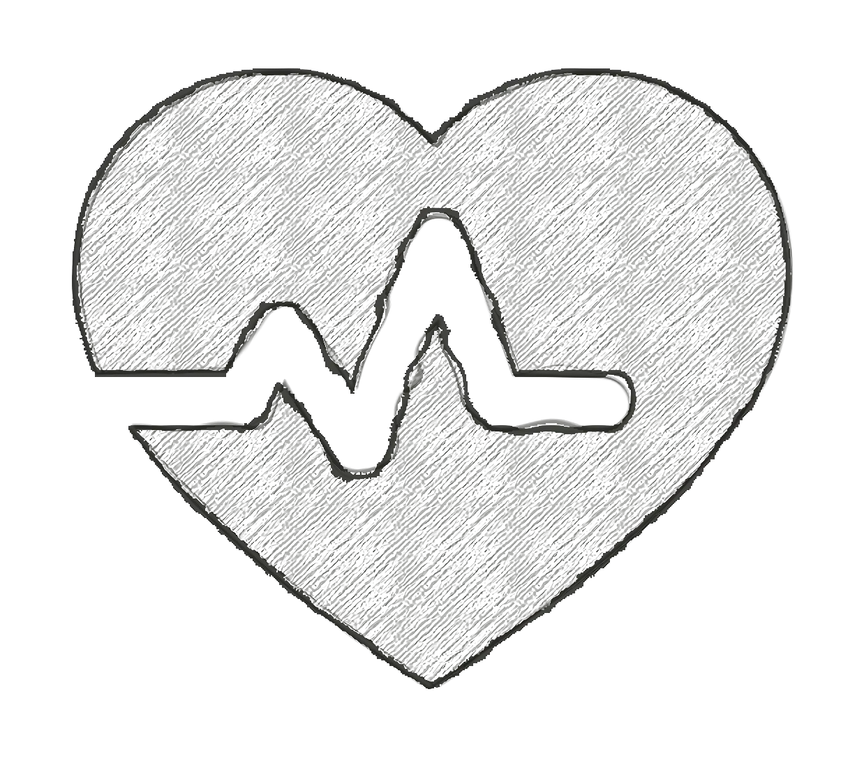 Sketch of Heart with ECG Line Representation