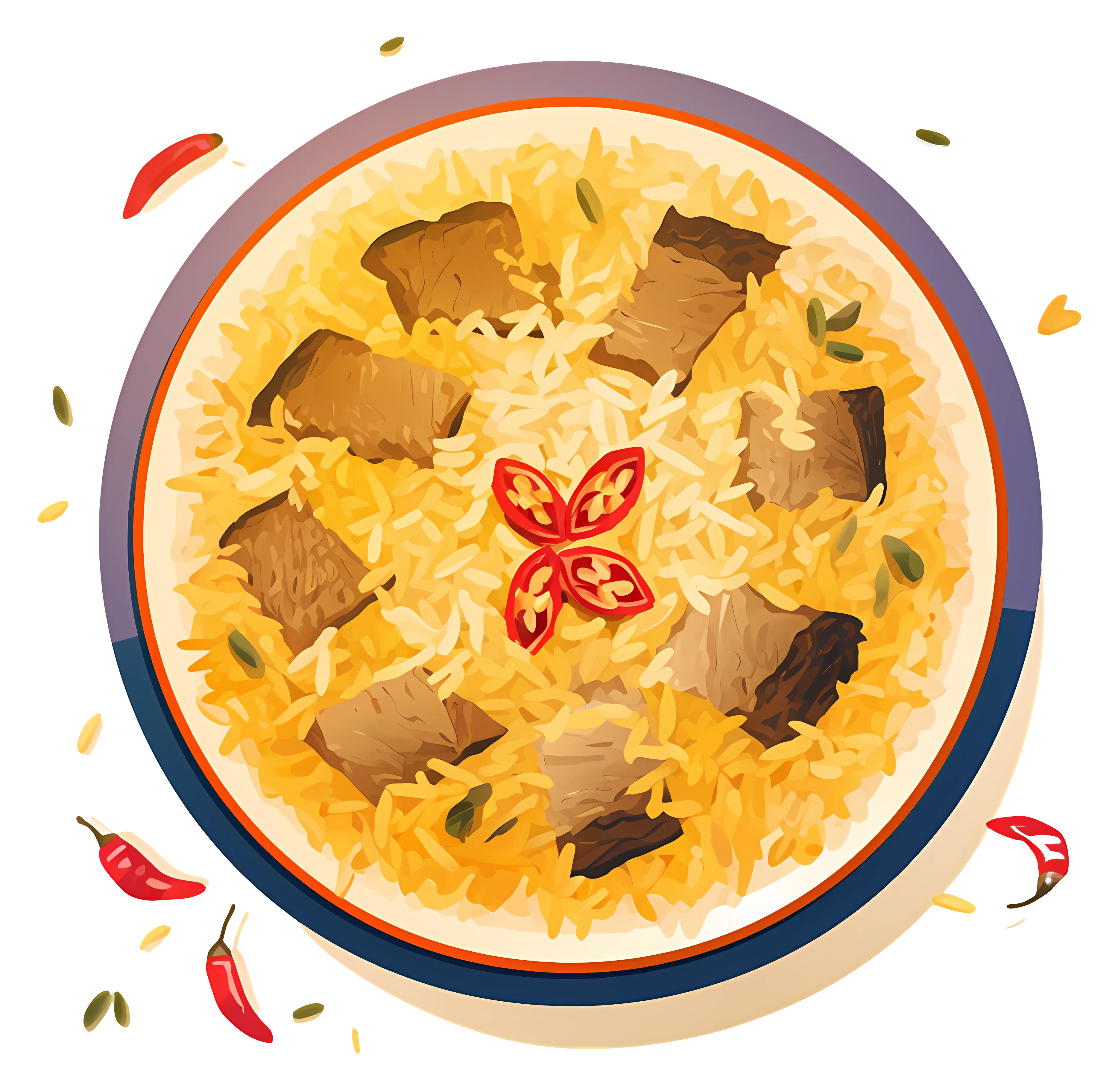 Delicious Biryani Dish Illustration