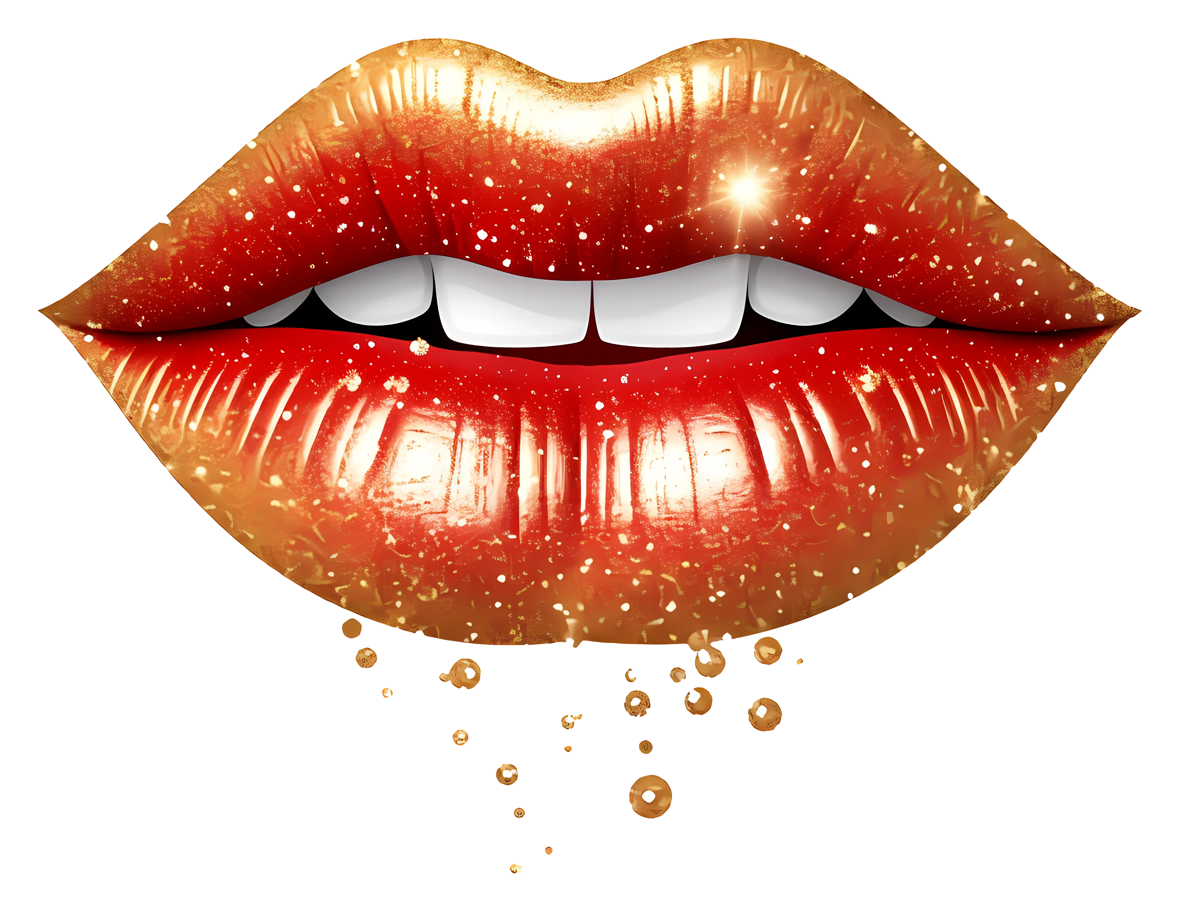 Glittering Red Lips with Sparkles