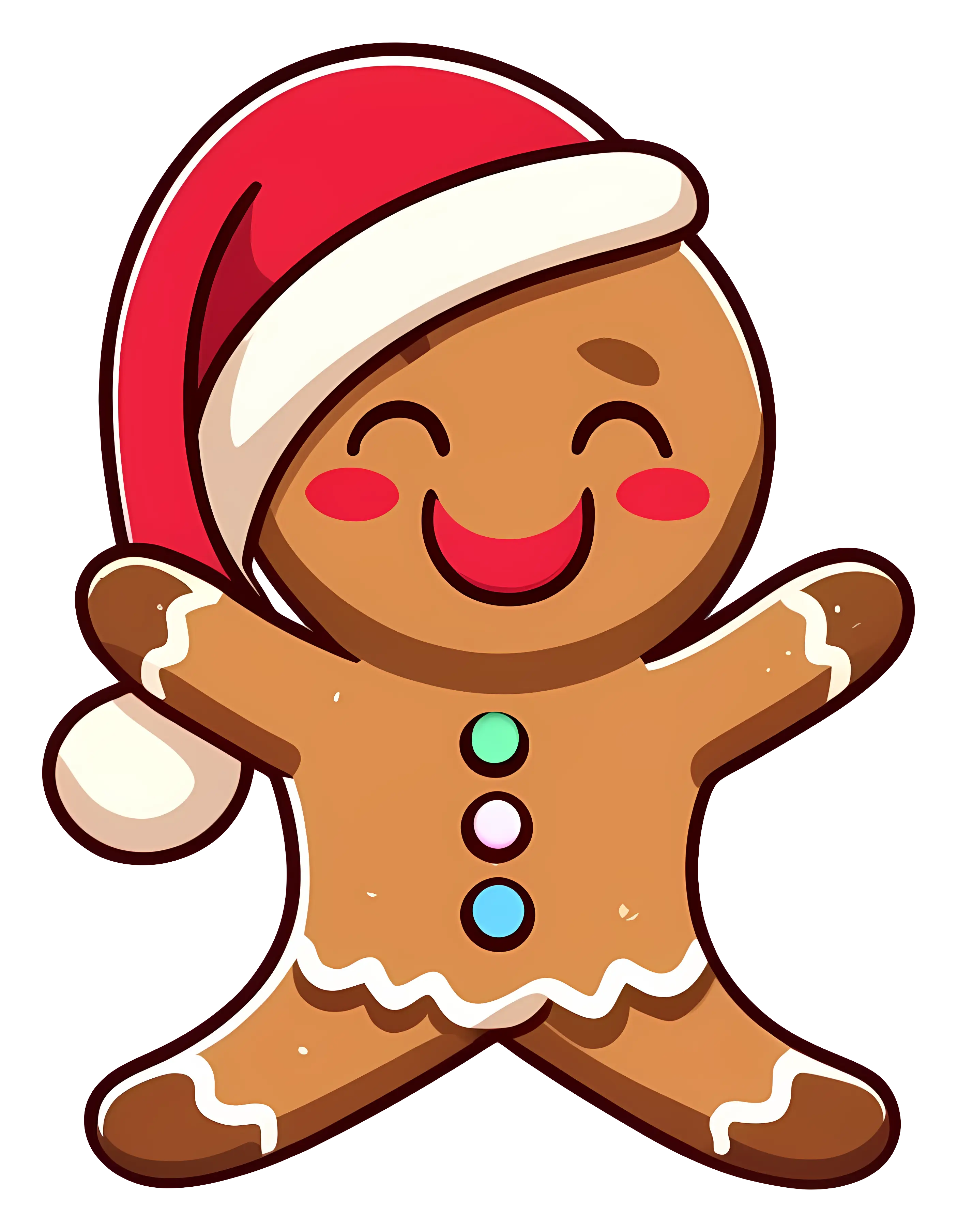 Happy Gingerbread Man with Santa Hat