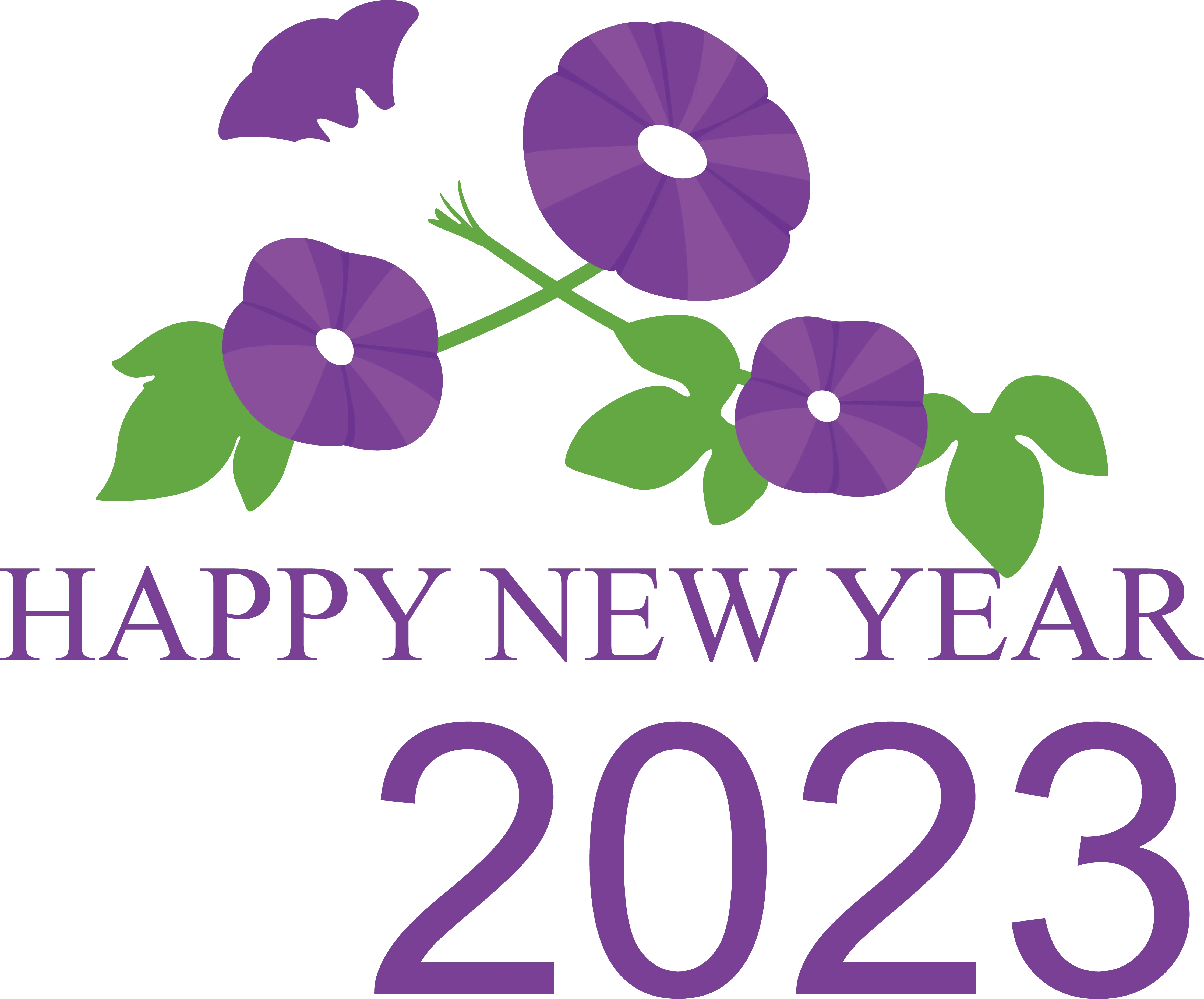 Happy New Year 2023 Featuring Purple Flowers