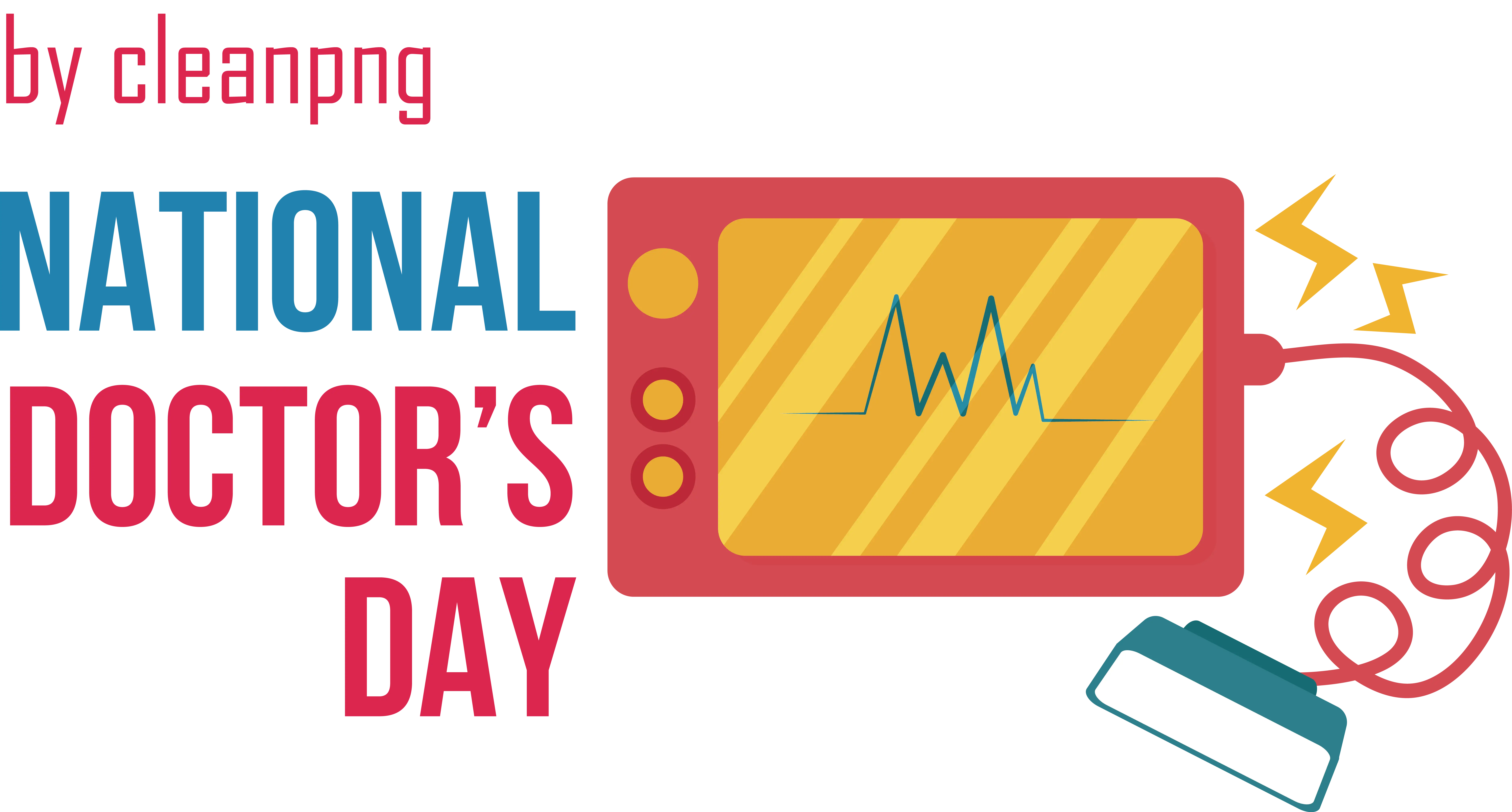 National Doctor&#039;s Day Illustration with ECG Monitor and Medical Theme