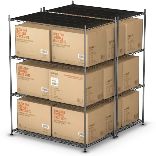 Cardboard Boxes on Metal Shelf