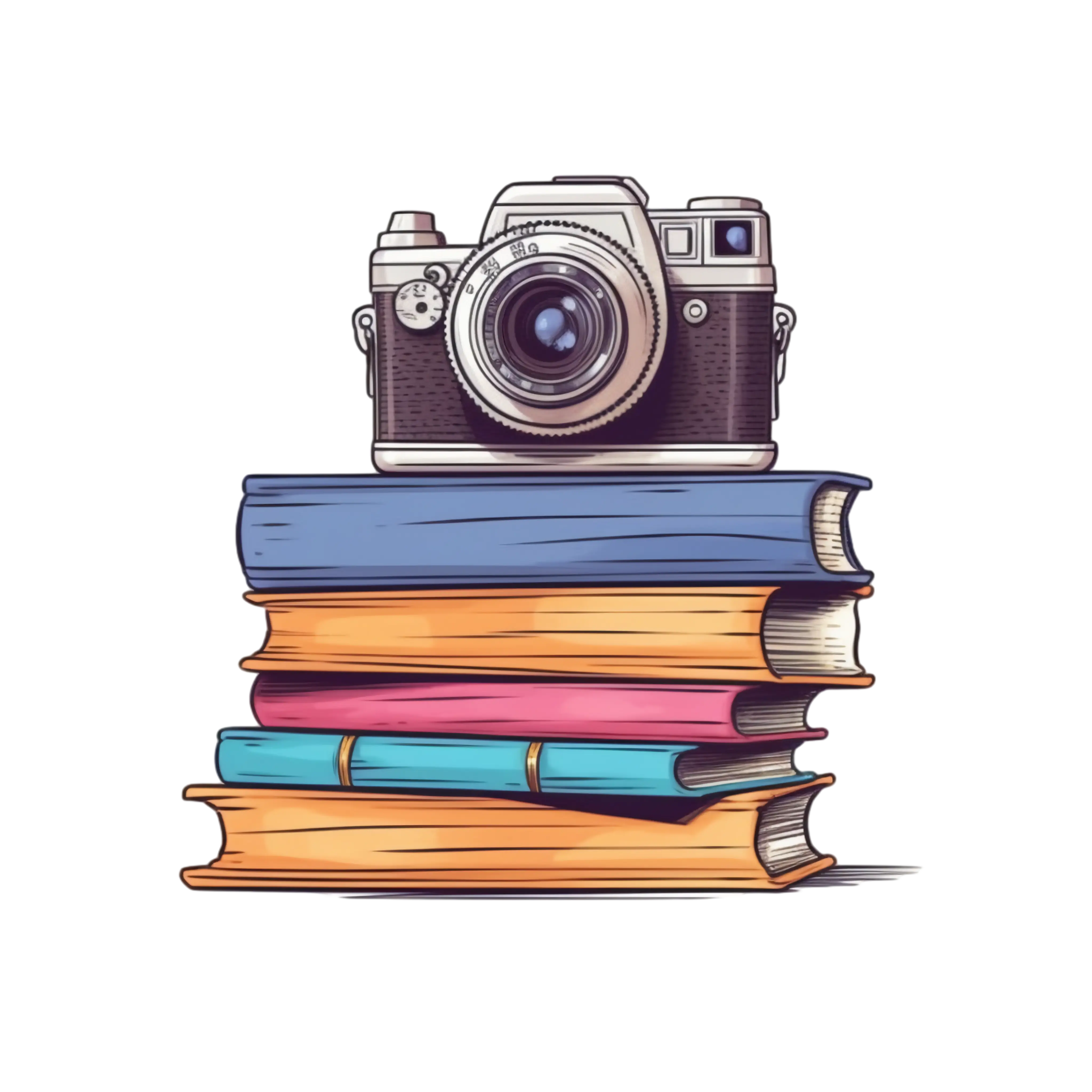 Vintage Camera on Stack of Books