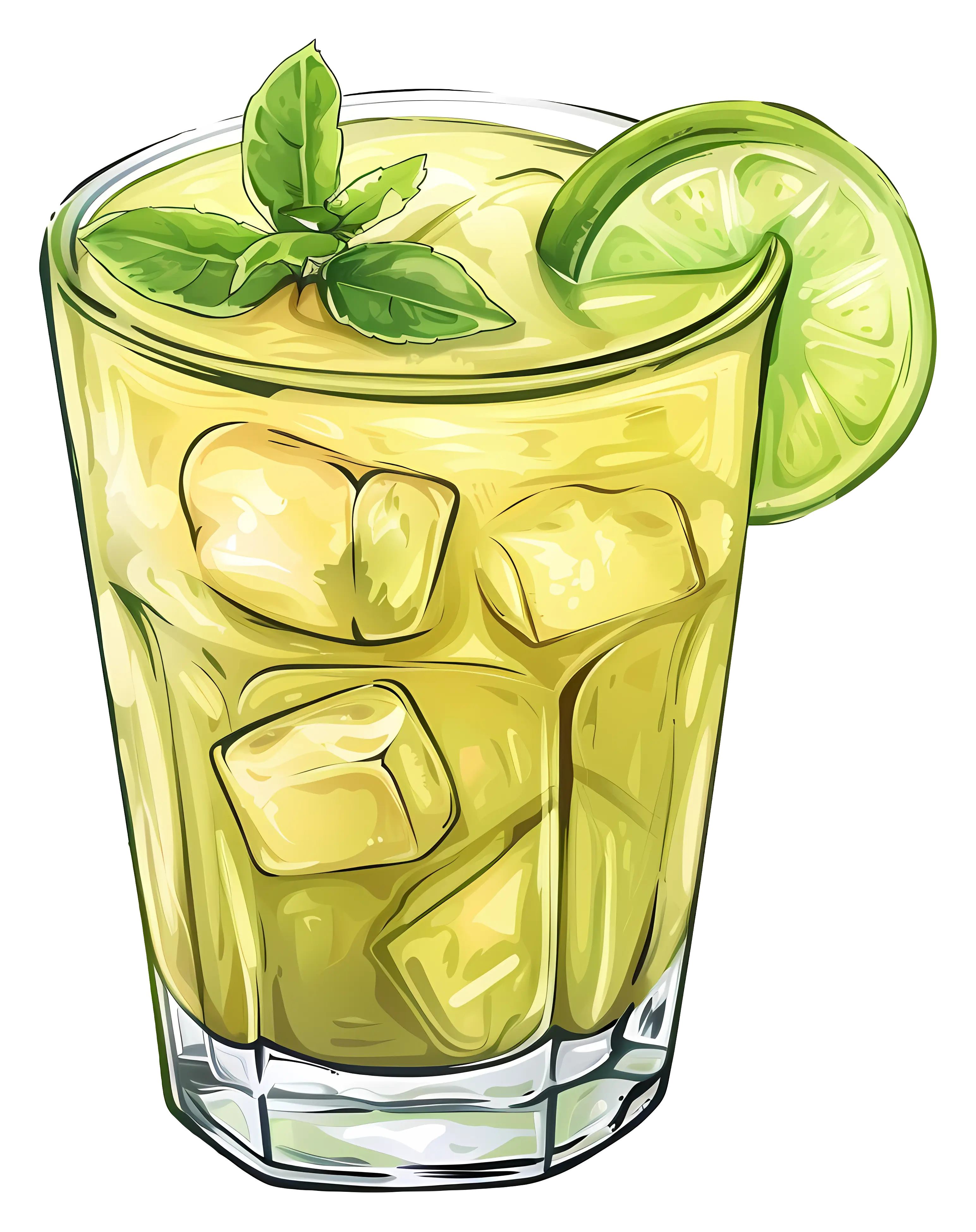 Glass of Refreshing Lime Drink with Mint Garnish