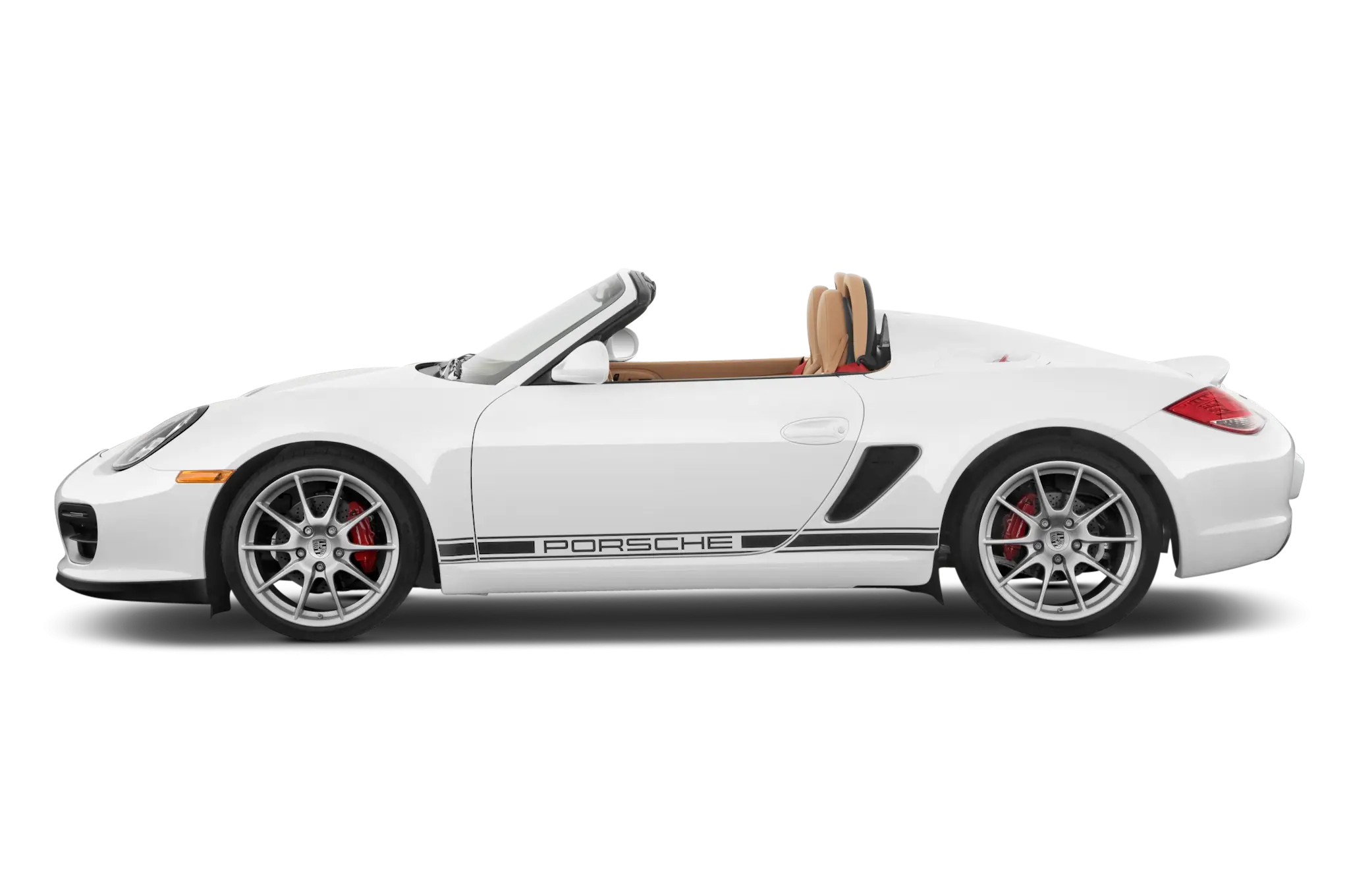 White Convertible Car in Profile View